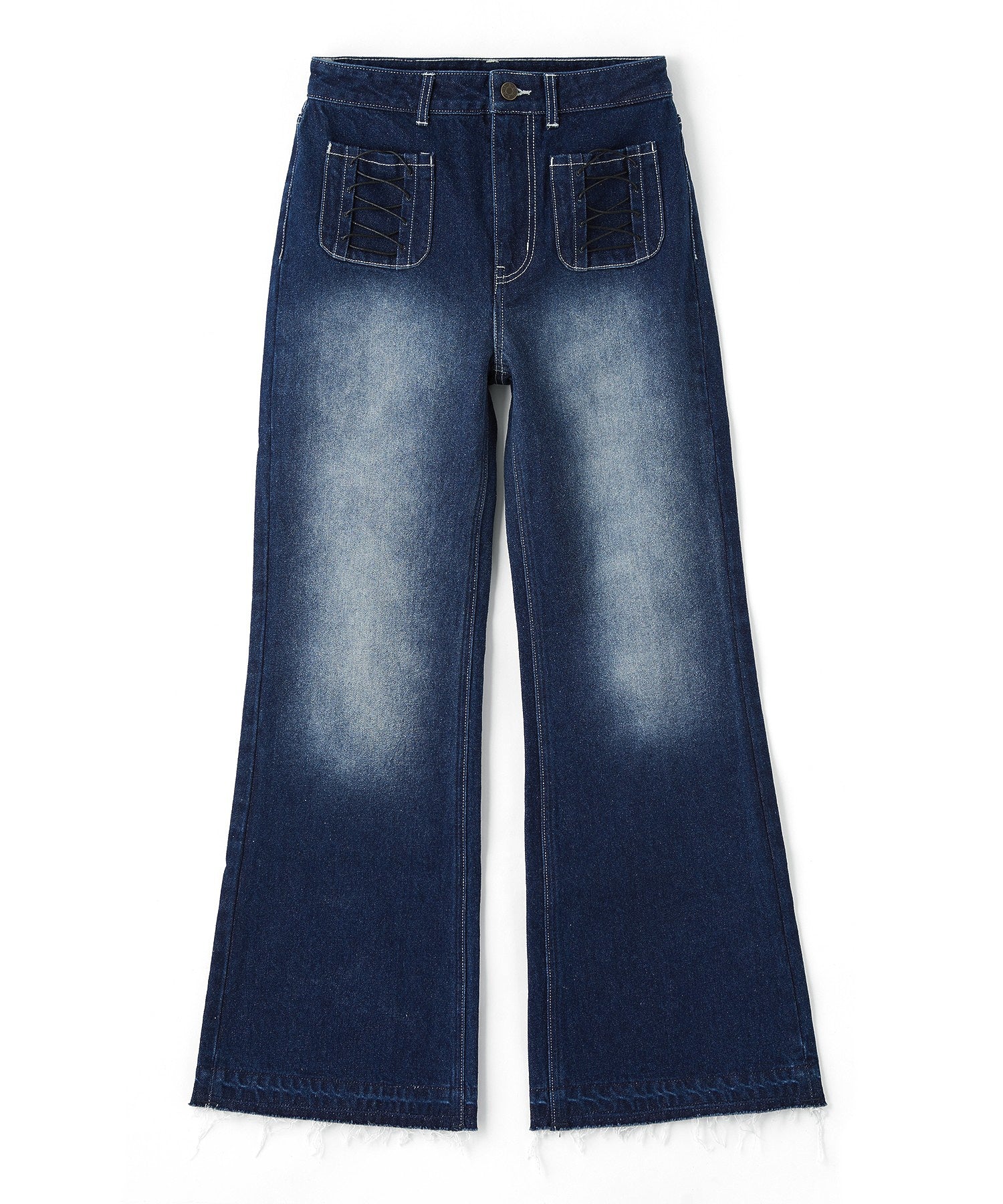 HEART POCKET FLARE DENIM PANTS