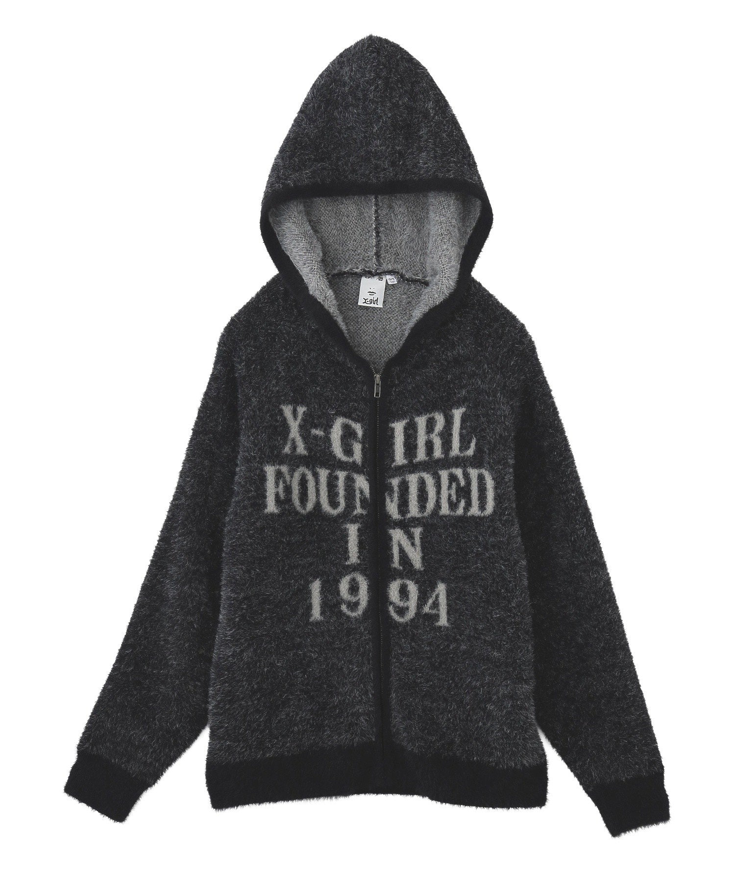 SHAGGY KNIT ZIP UP HOODIE
