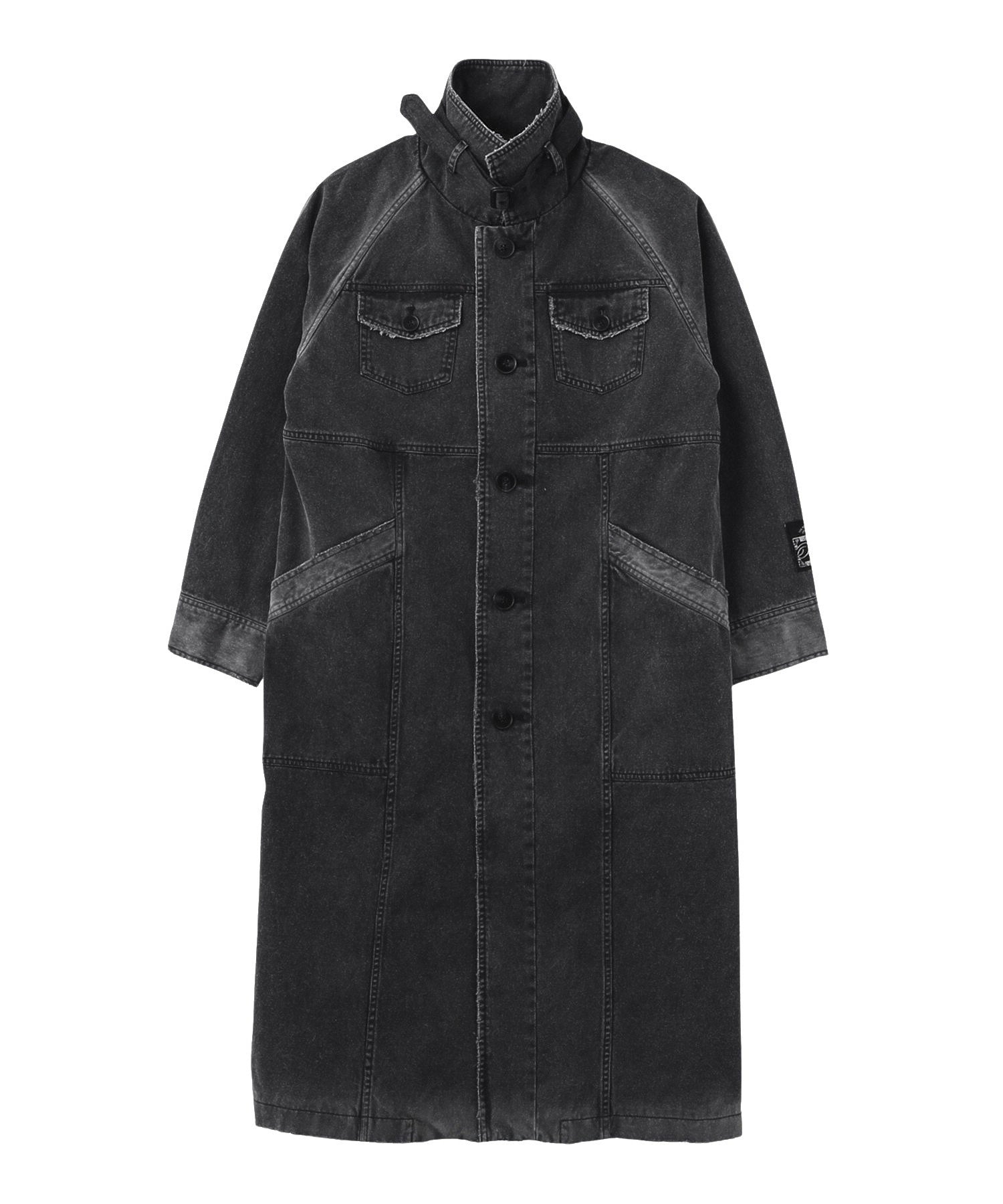 FADED STAND COLLAR LONG COAT