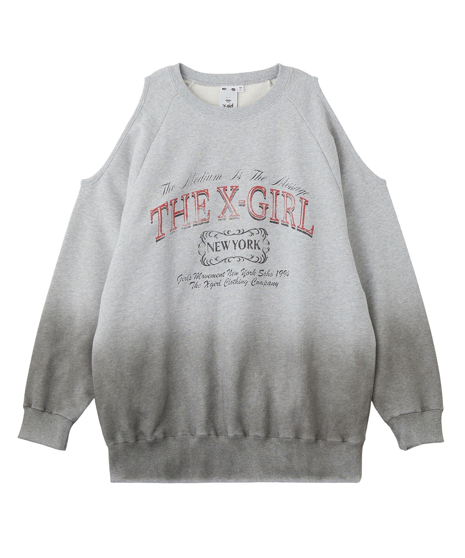 GRADIENT SPRAY OPEN-SHOULDER SWEATSHIRT