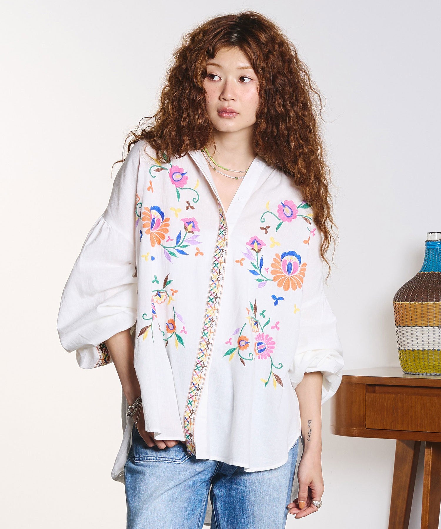 HLAADA for ROSEBUD/EMBROIDERY LONG SLEEVE SHIRT