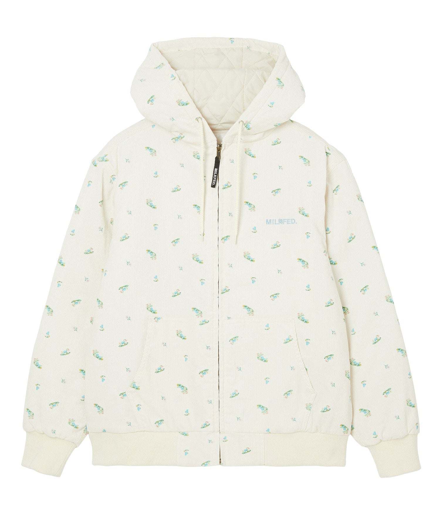 LOGO EMBROIDERED CORDUROY HOODED JACKET