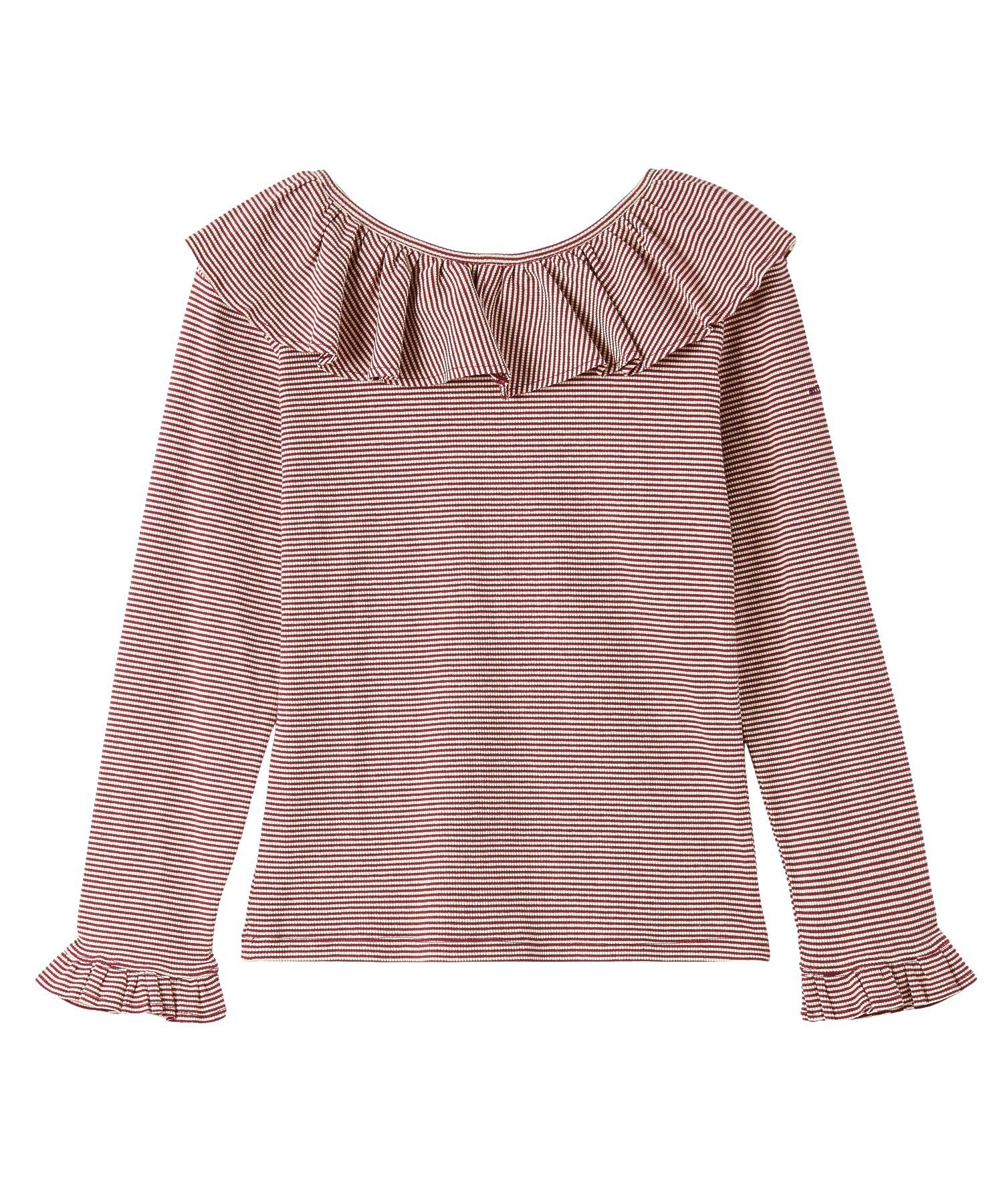 2WAY RUFFLE COLLAR STRIPED L/S TOP