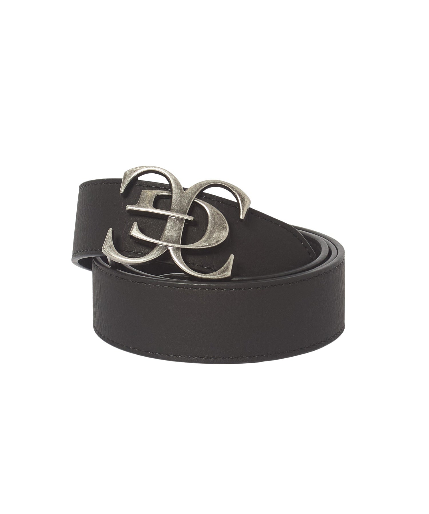 METAL XG EMBLEM BUCKLE FADED FAUX LEATHER BELT