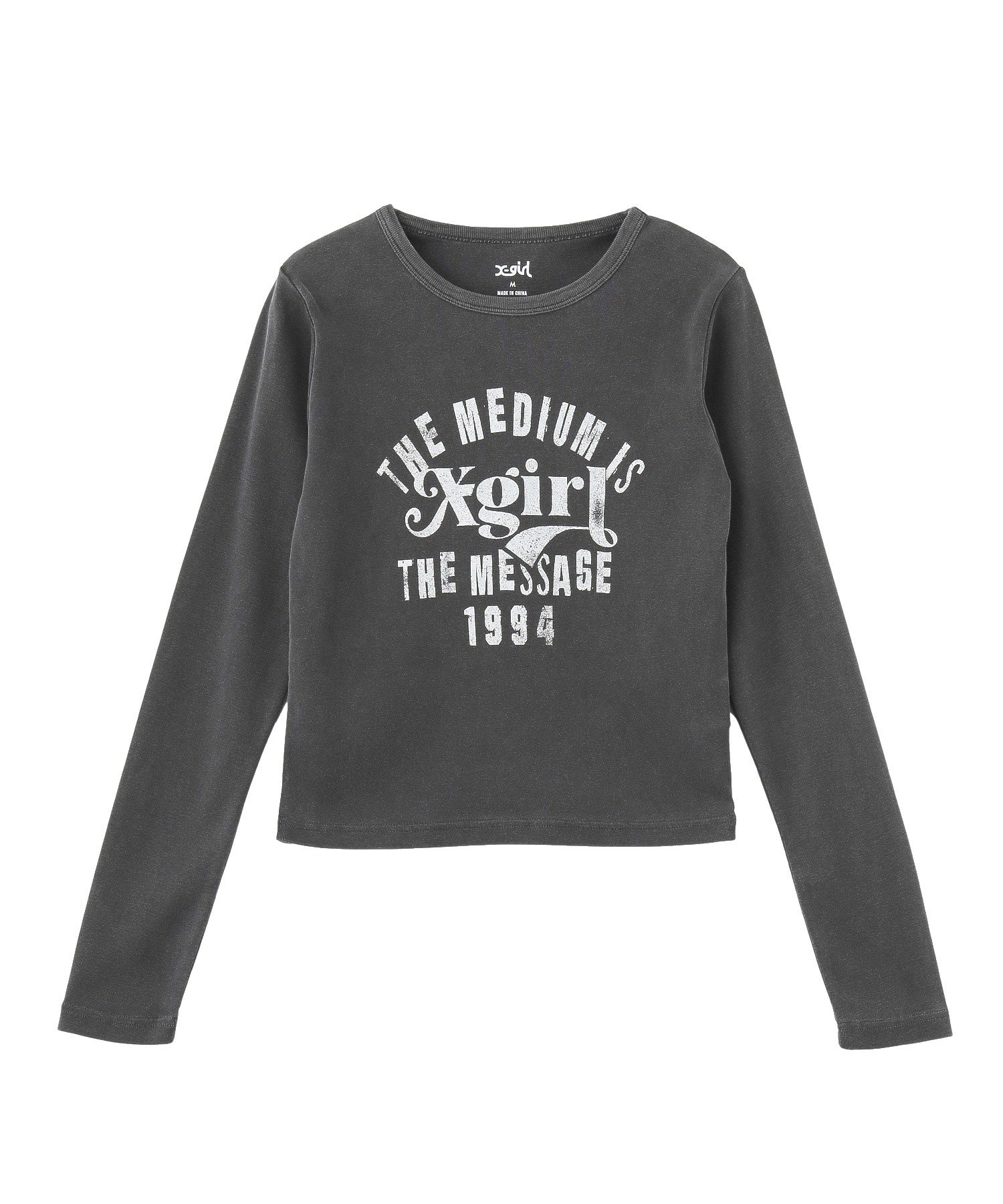 MIXED FONT FADED L/S COMPACT TOP