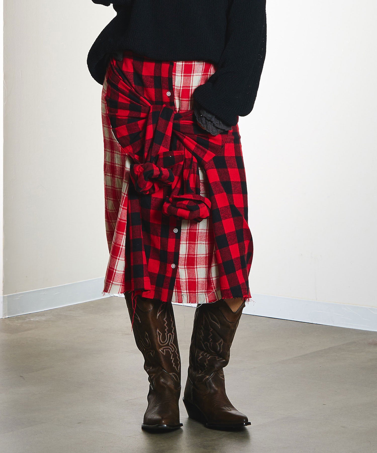 【ROSE BUD別注】INDIA IS BEAUTIFUL and ROSE BUD/FLANNEL MIDDLE SHIRT SKIRT