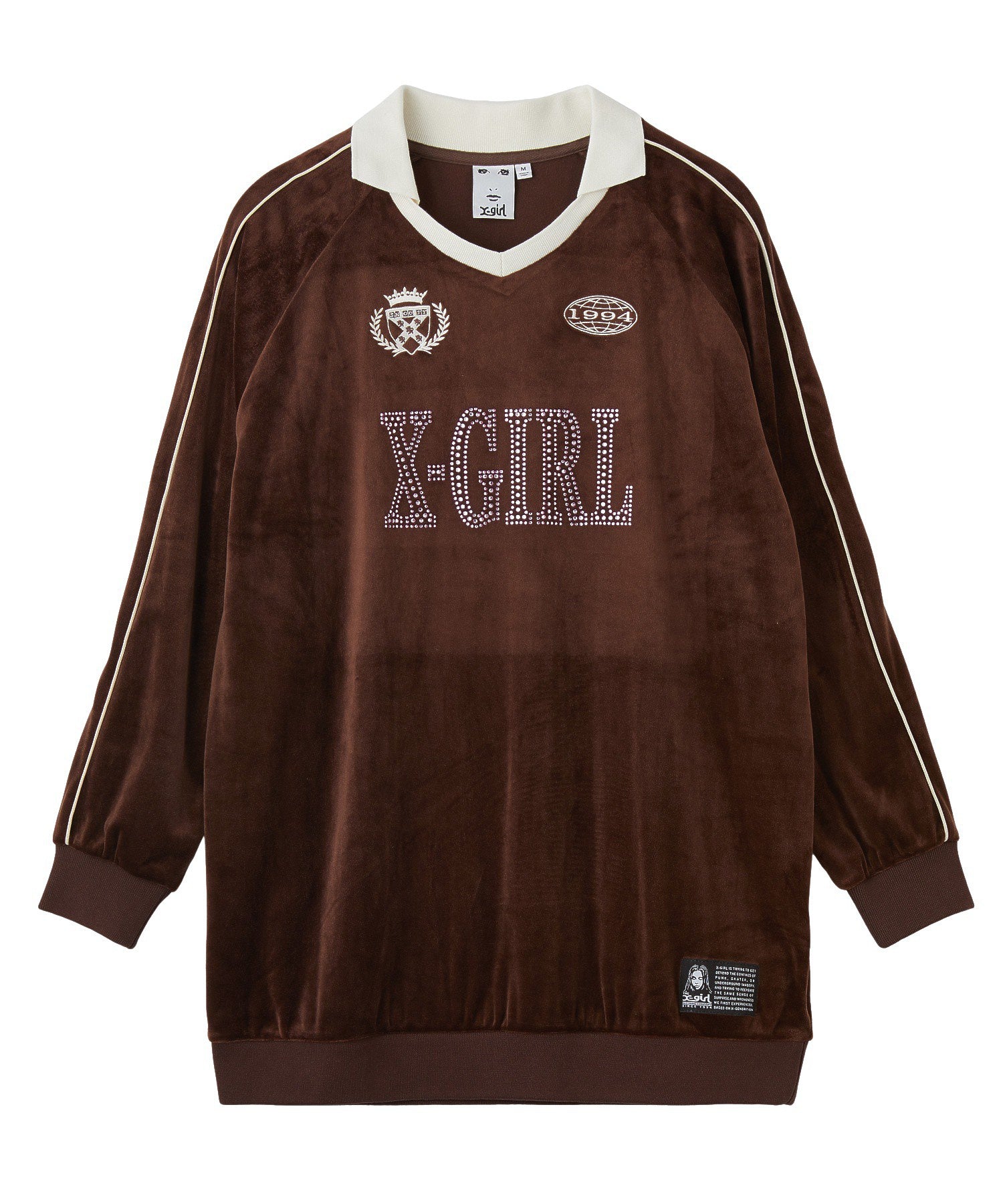 RHINESTONE LOGO VELOUR GAME SHIRT DRESS