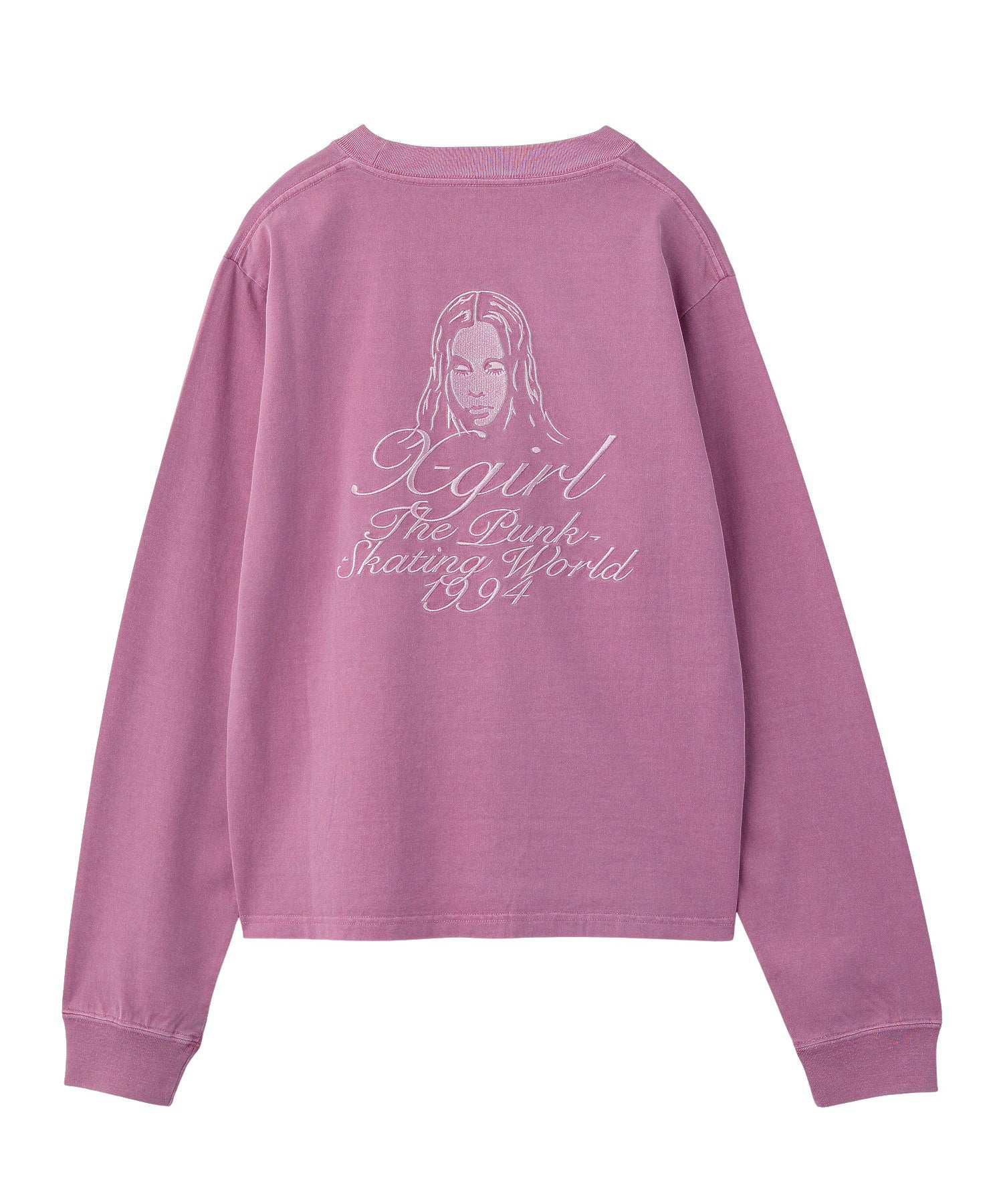 CURSIVE LOGO AND FACE FADED L/S TEE