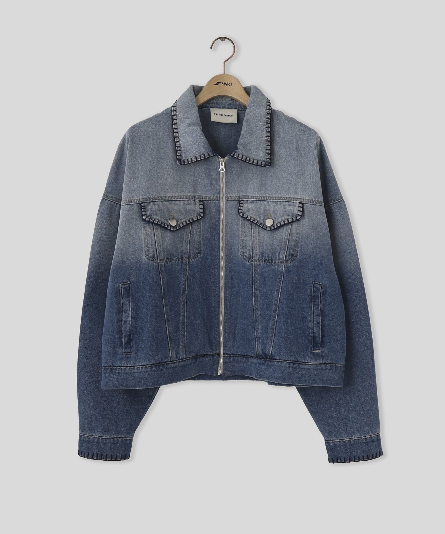 PAS UNE MARQUE/パ・ズュヌ・マルク/HAND-EMBROIDERED DISTRESSED DENIM PAS-709