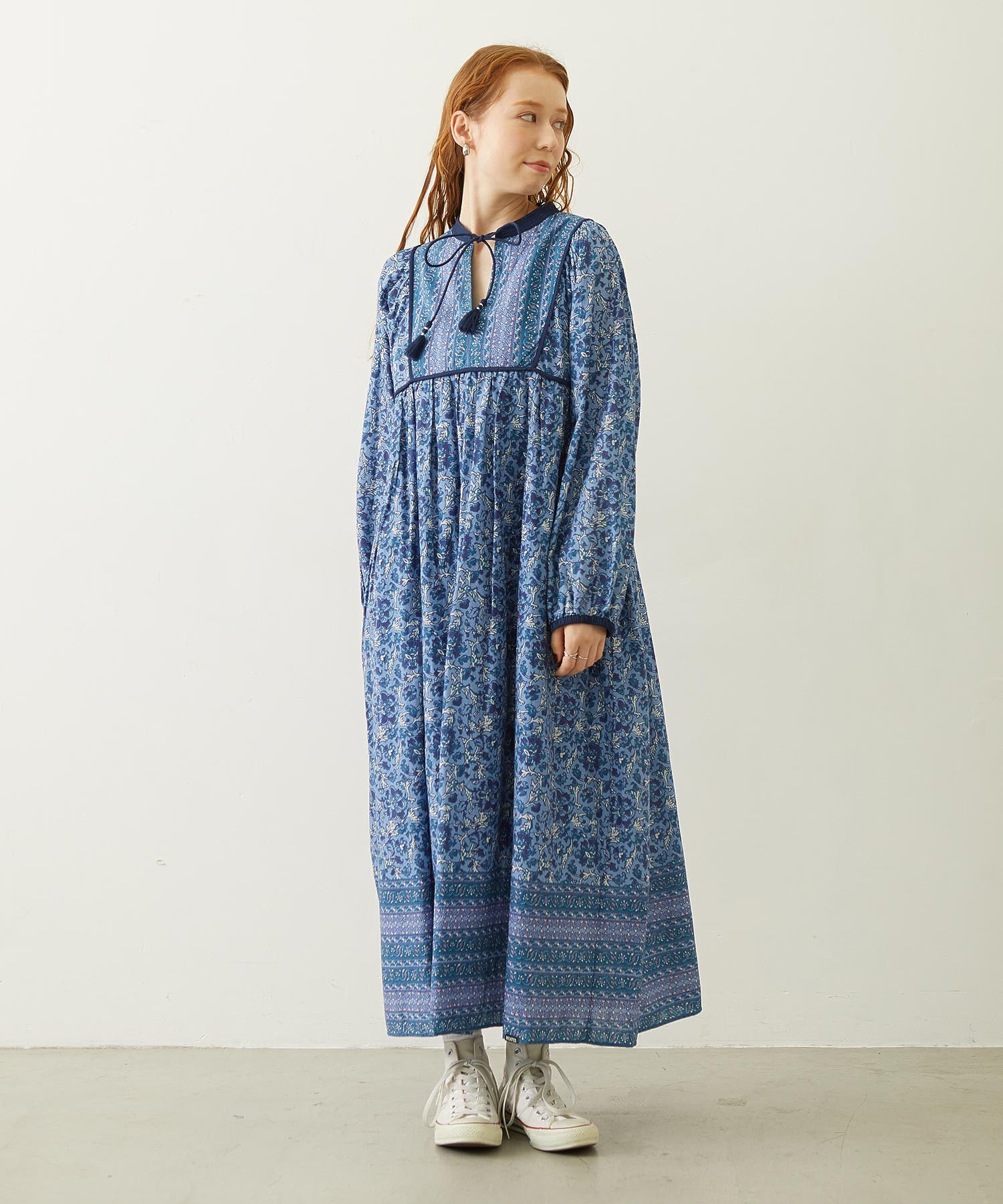 PRINTED TASSEL TIE DRESS
