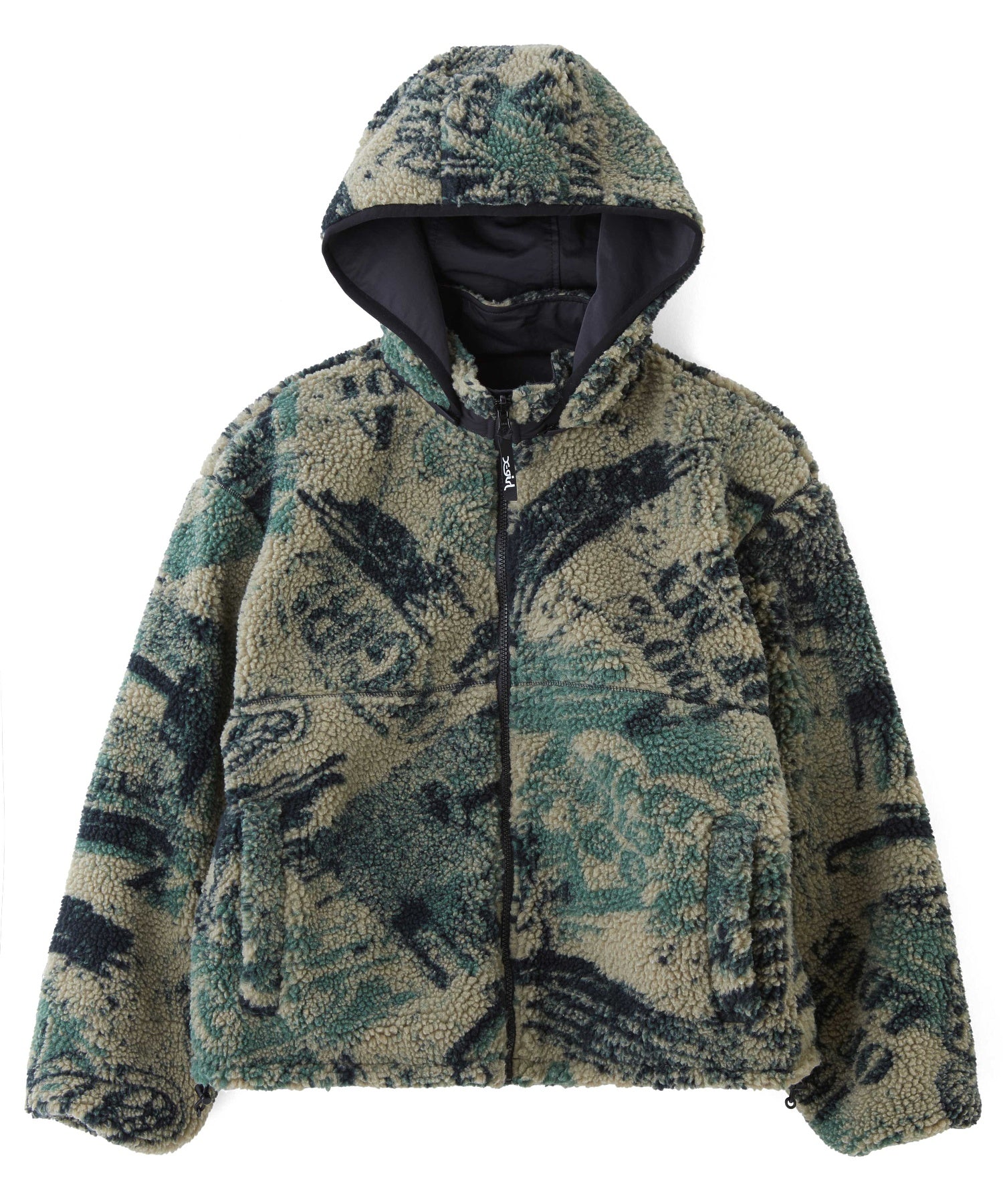 BRUSHED COLLAGE GRAPHIC REVERSIBLE BOA BLOUSON