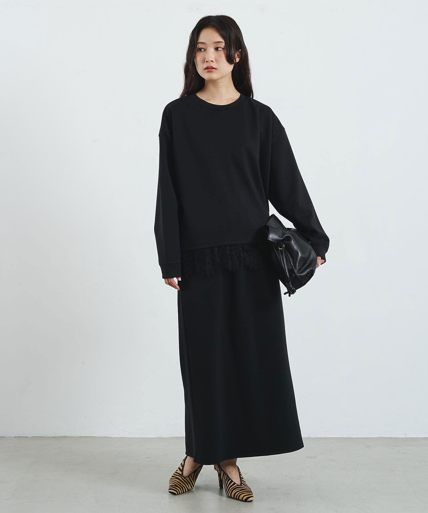LACE HEM TOP AND SKIRT SET