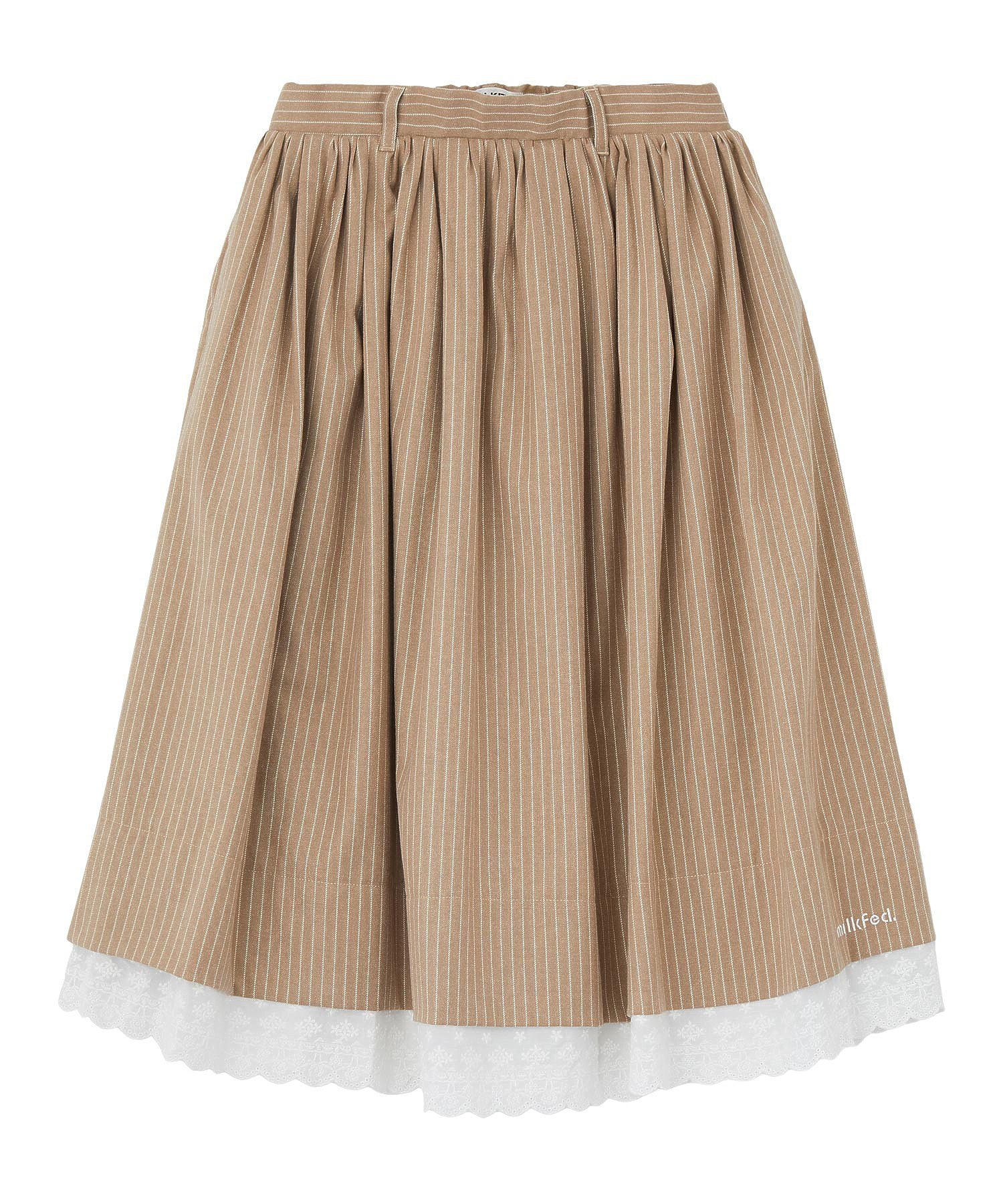 LACE HEM STRIPED SKIRT