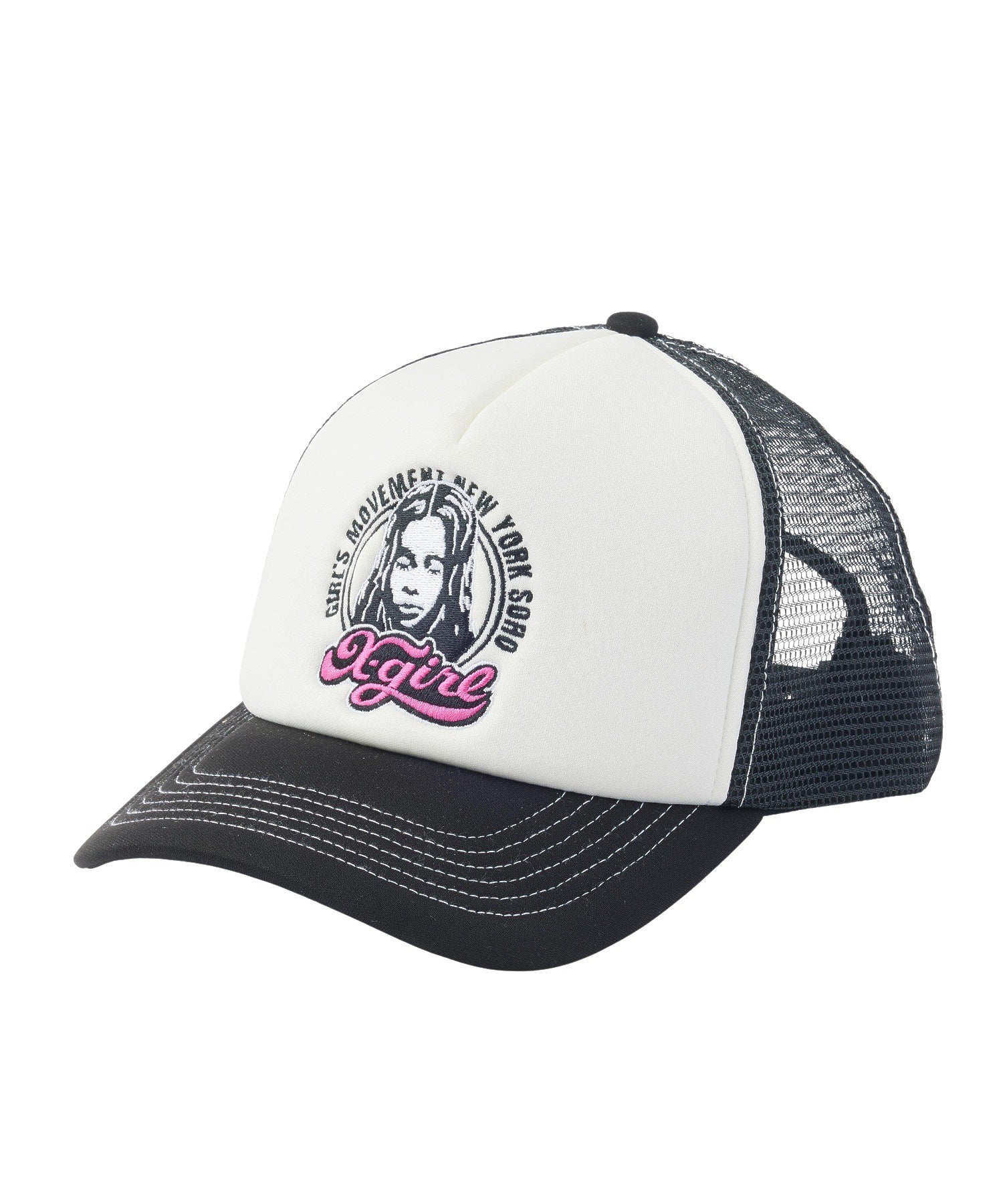 CHEERFUL LOGO AND FACE TRUCKER CAP