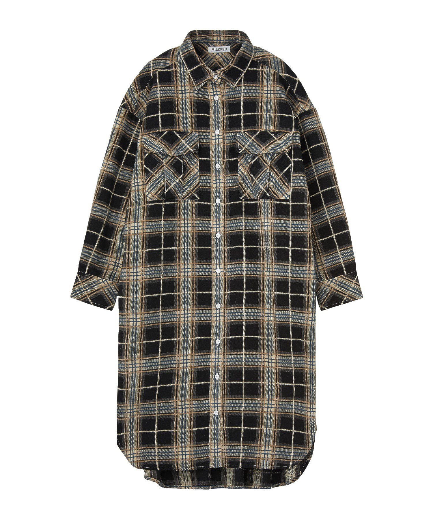 LOGO PLAID SHIRT DRESS