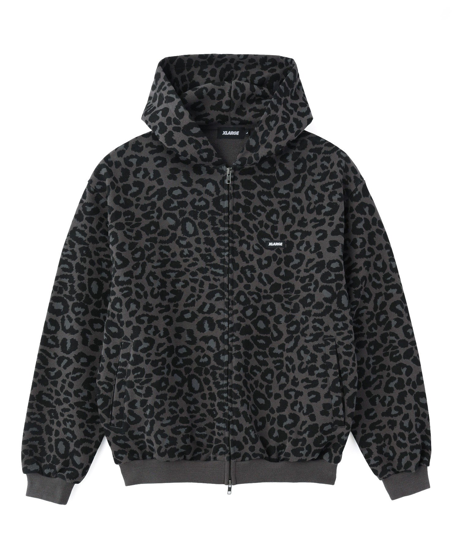 LEOPARD ZIP HOODED SWEATSHIRT