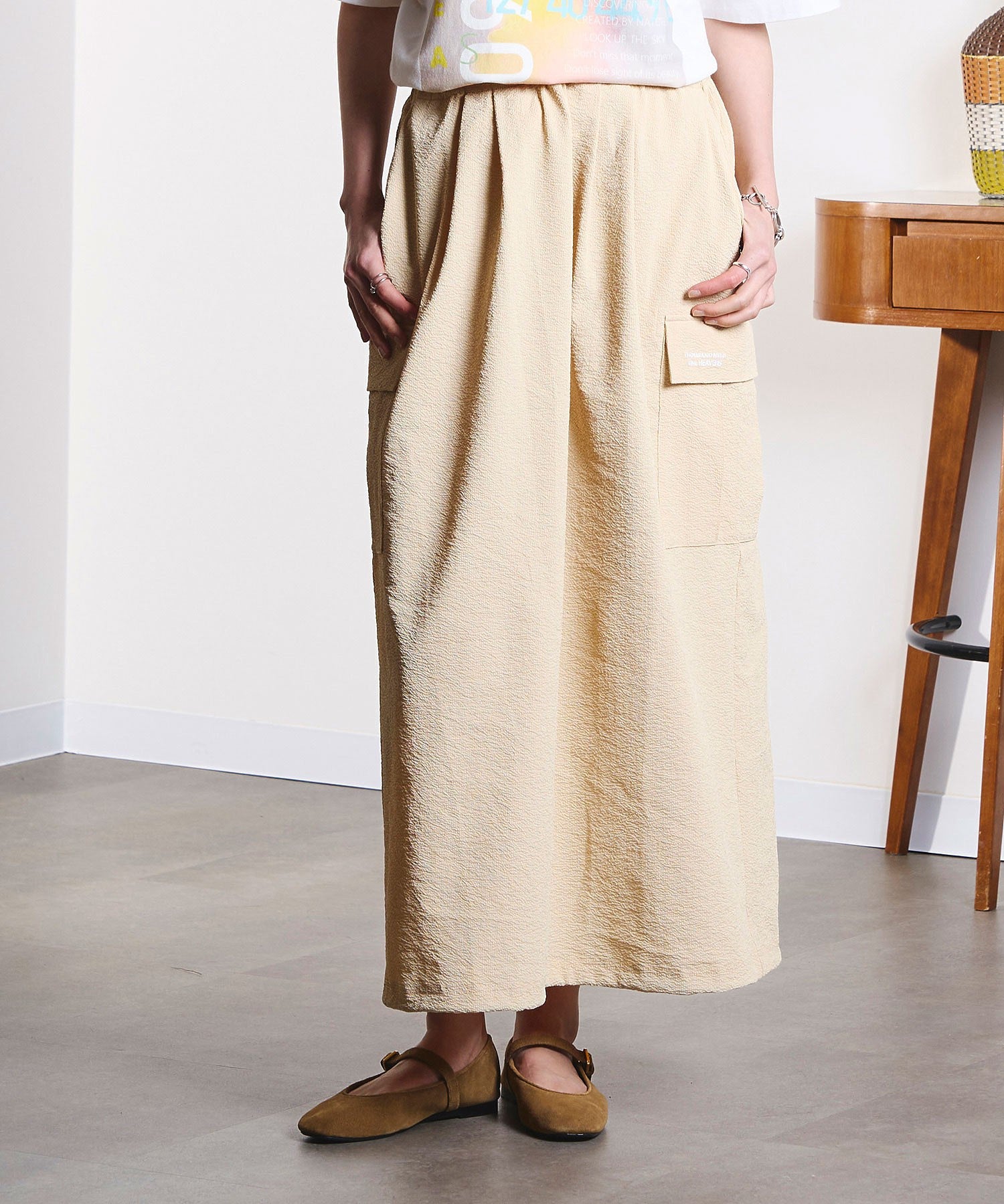 GENE HEAVENS x THOUSAND MILE/CARGO POCKET MAXI SKIRT