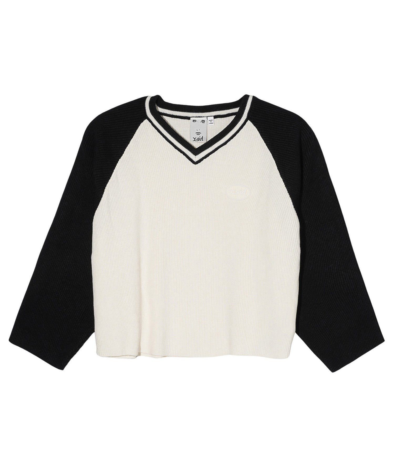 V-NECK RAGLAN KNIT TOP X-girl