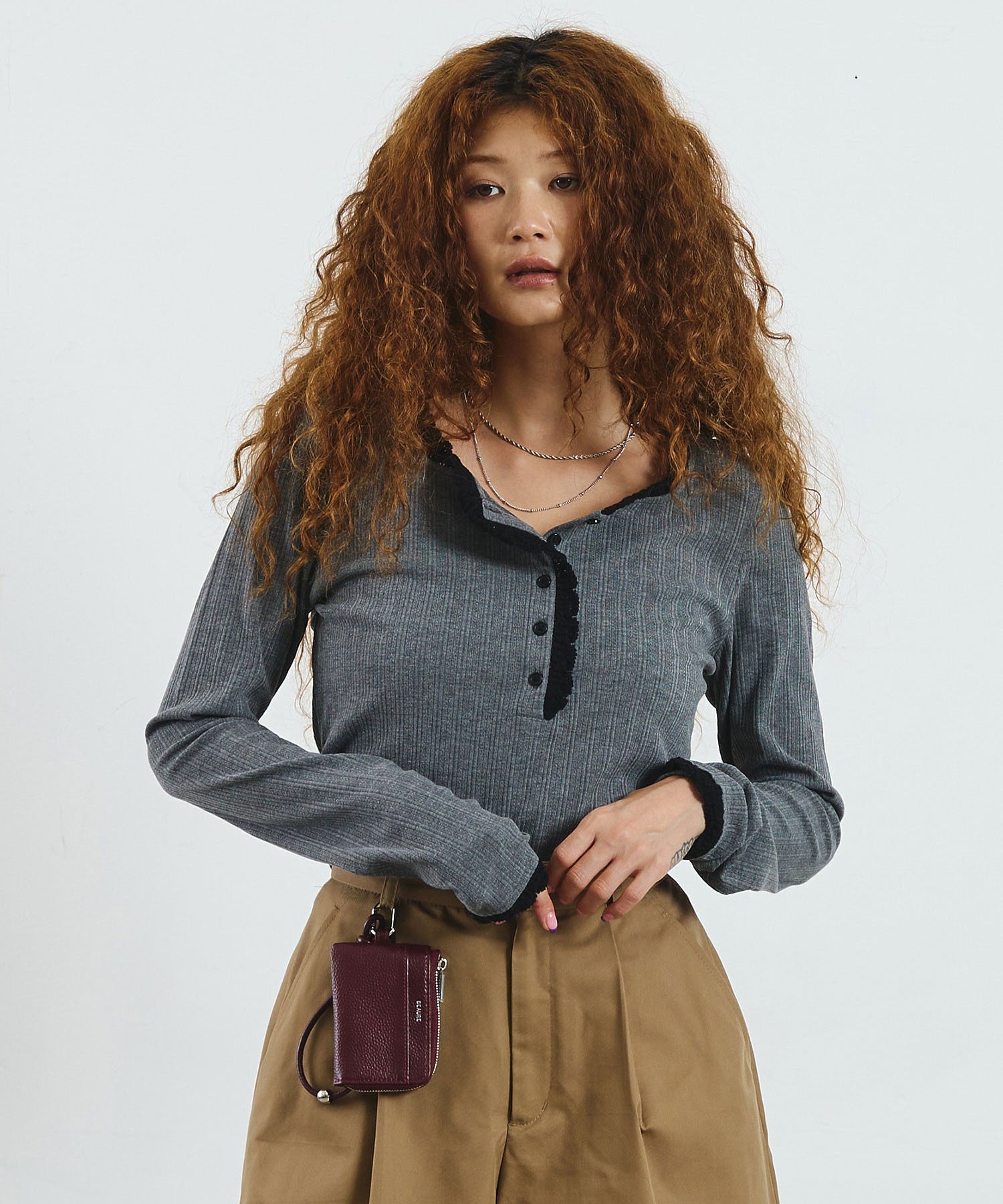CREOLME/SQUARE NECK RIB TOP