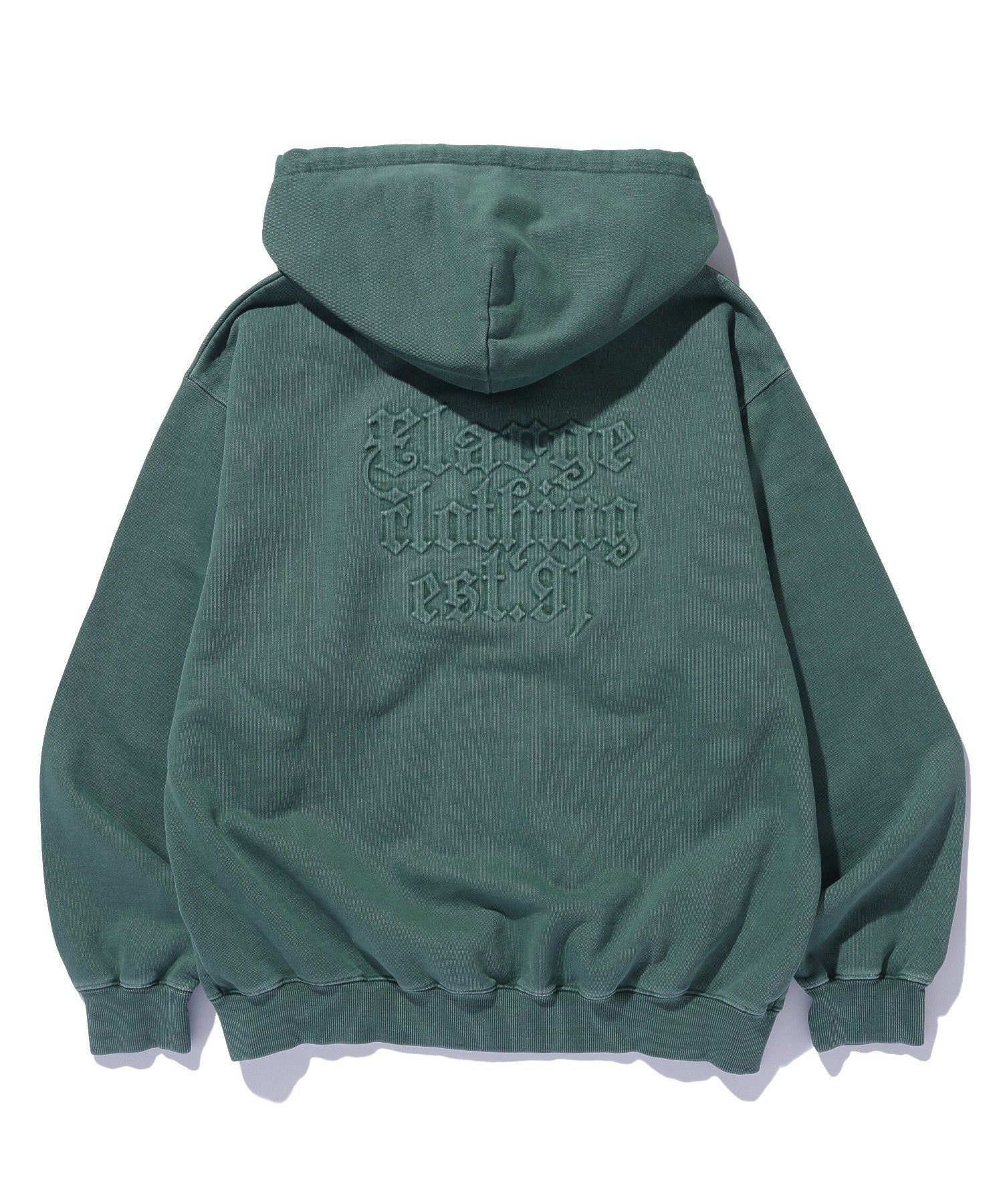 PIGMENT EMBOSSED ZIP HOODED SWEATSHIRT