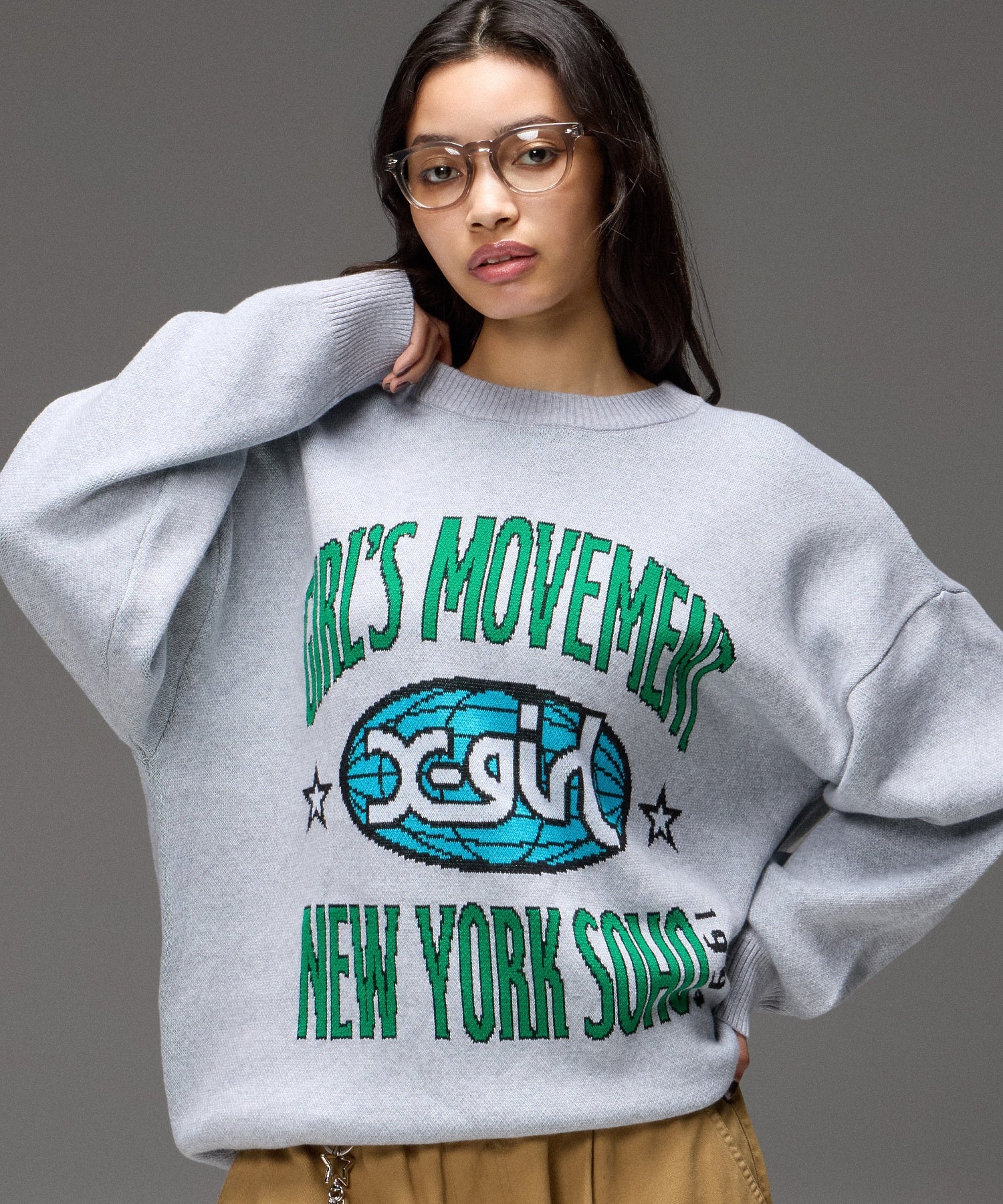 WORLD LOGO JACQUARD KNIT TOP