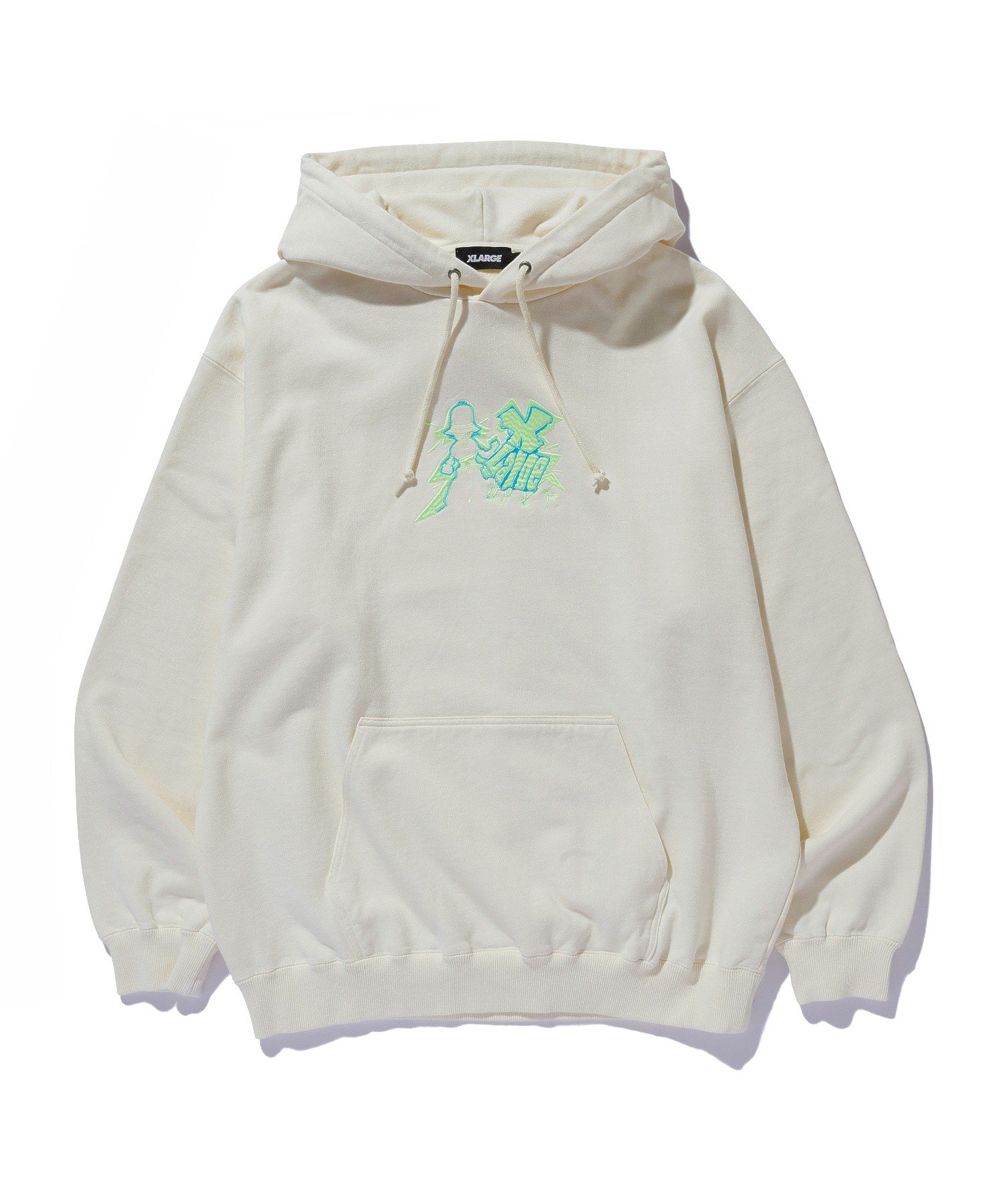 FLUORESCENT EMBROIDERED HOODED SWEATSHIRT