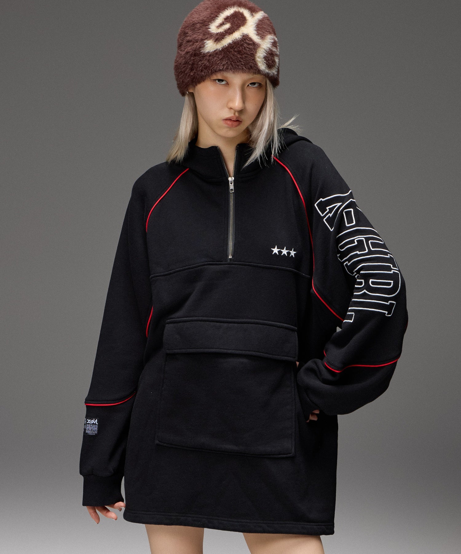 LOGO AND STAR SWEAT ANORAK DRESS