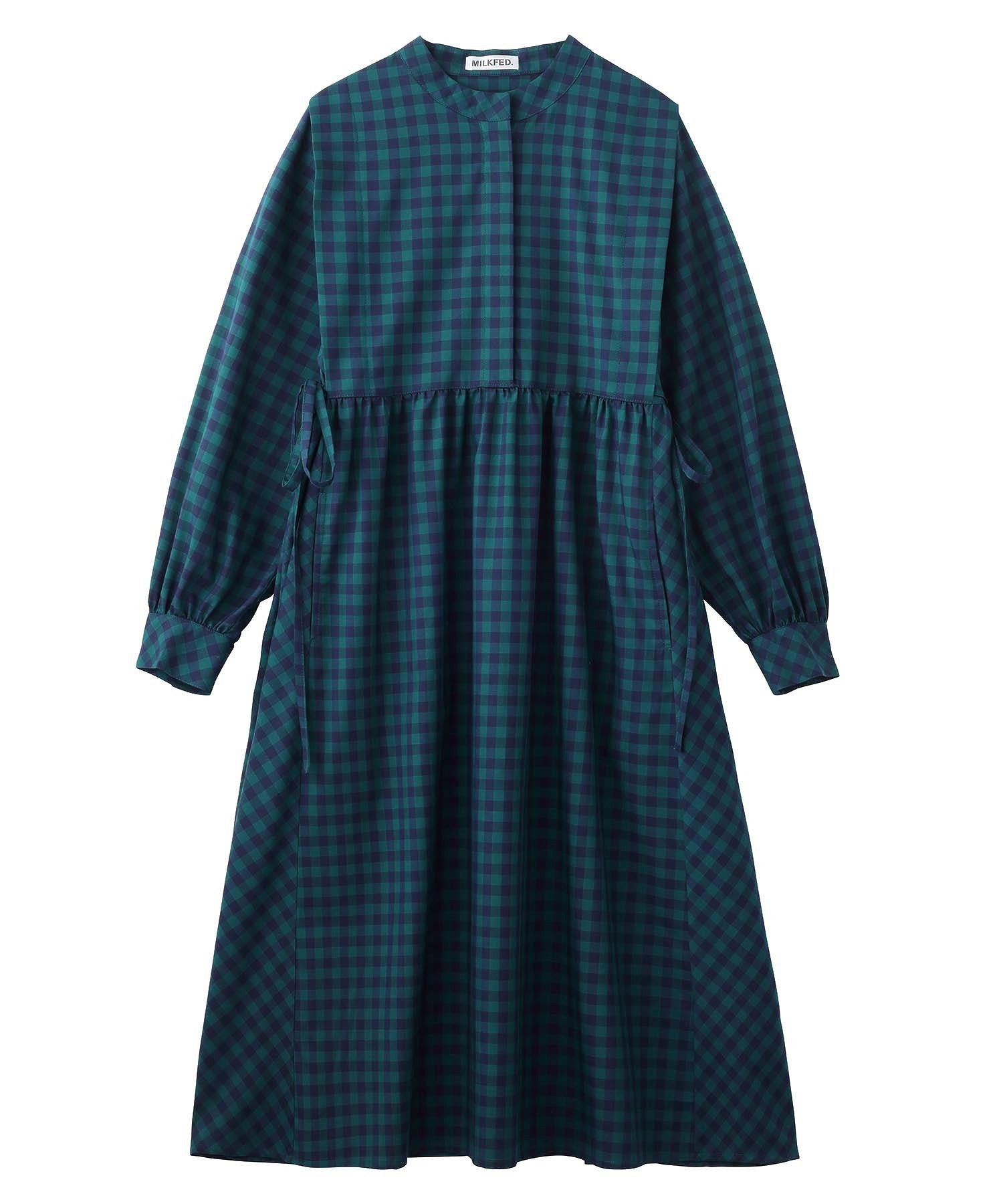 SIDE RIBBON PLAID DRESS MILKFED.