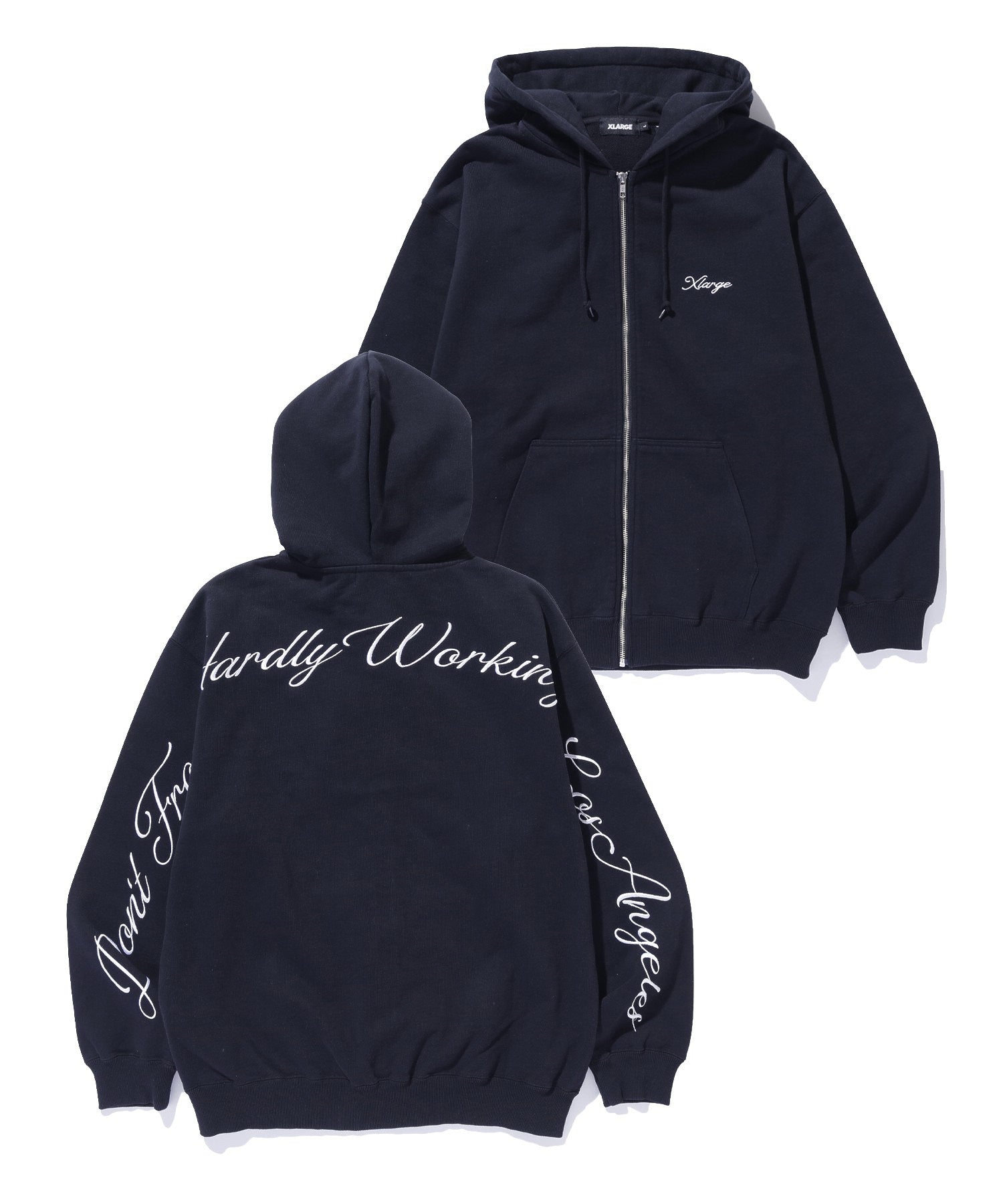 CURSIVE ZIP UP HOODED SWEATSHIRT