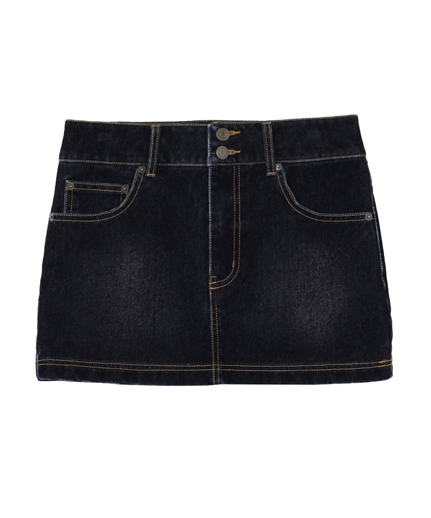 FLOCKED DENIM MINI SKIRT