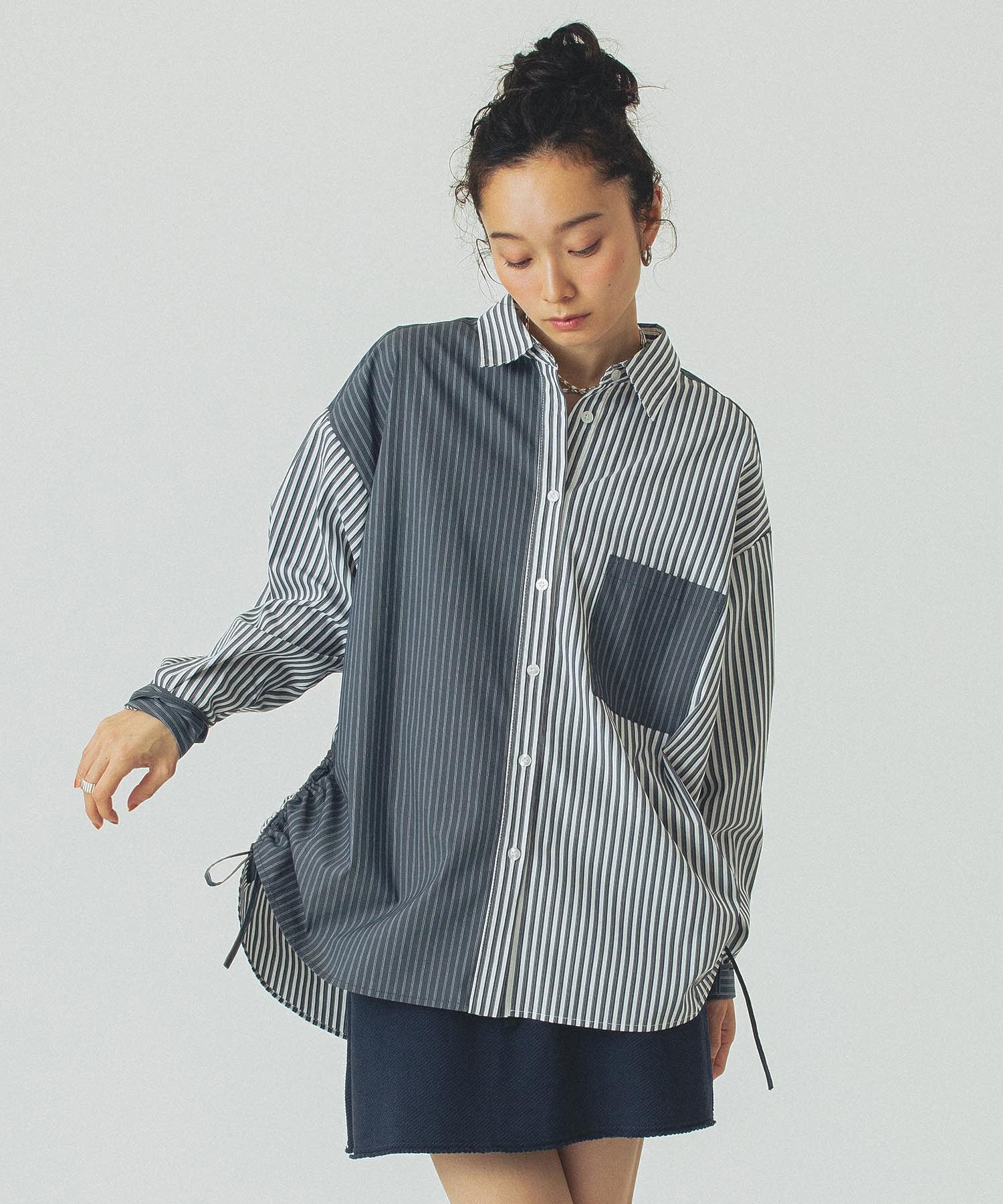 STRIPE DRAWSTRING SHIRT