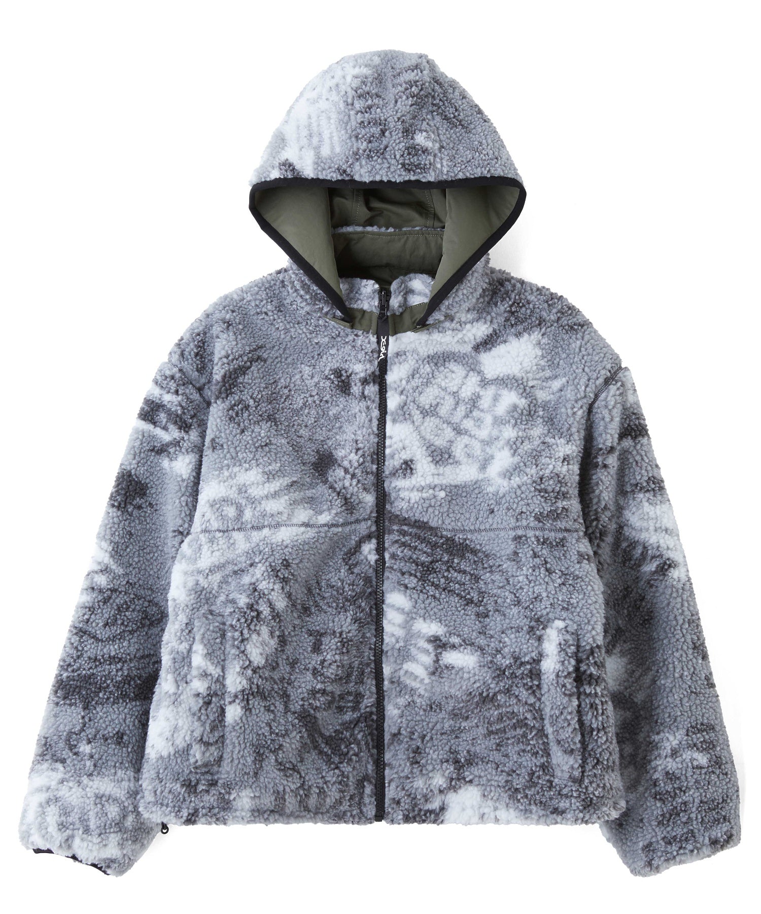BRUSHED COLLAGE GRAPHIC REVERSIBLE BOA BLOUSON