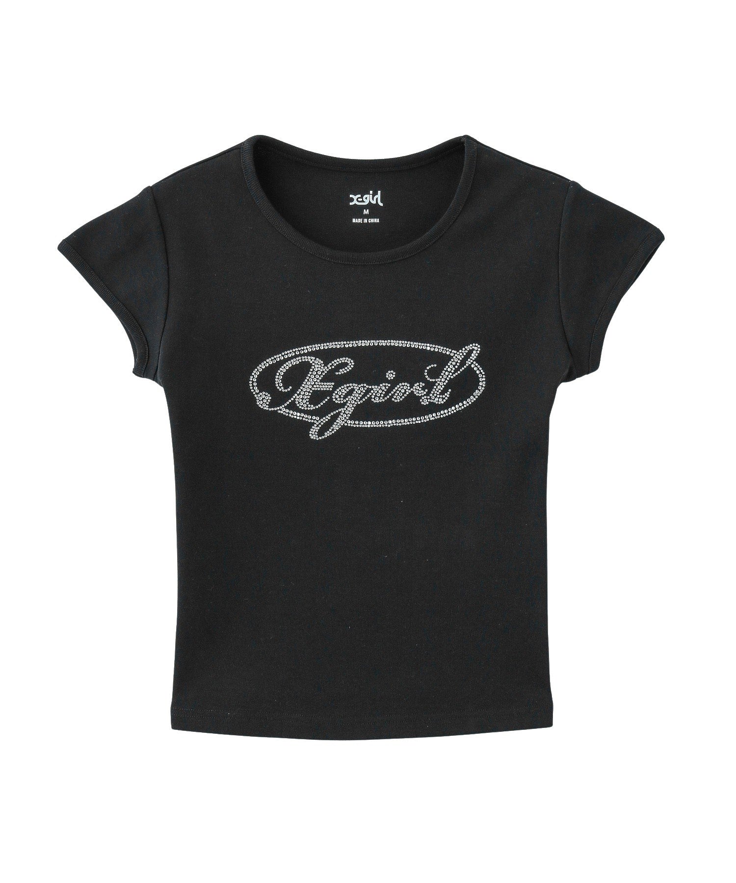RHINESTONE OVAL CURSIVE LOGO S/S BABY TEE