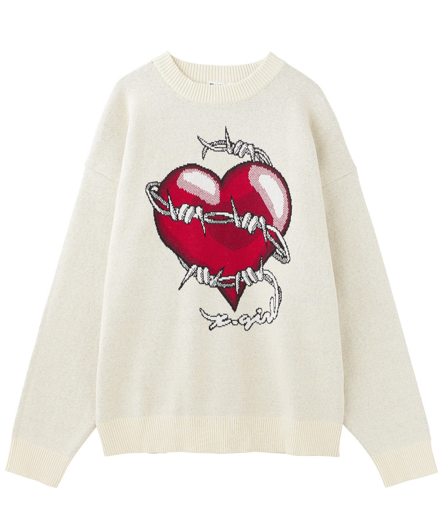 HEART BARBED WIRE JACQUARD KNIT TOP