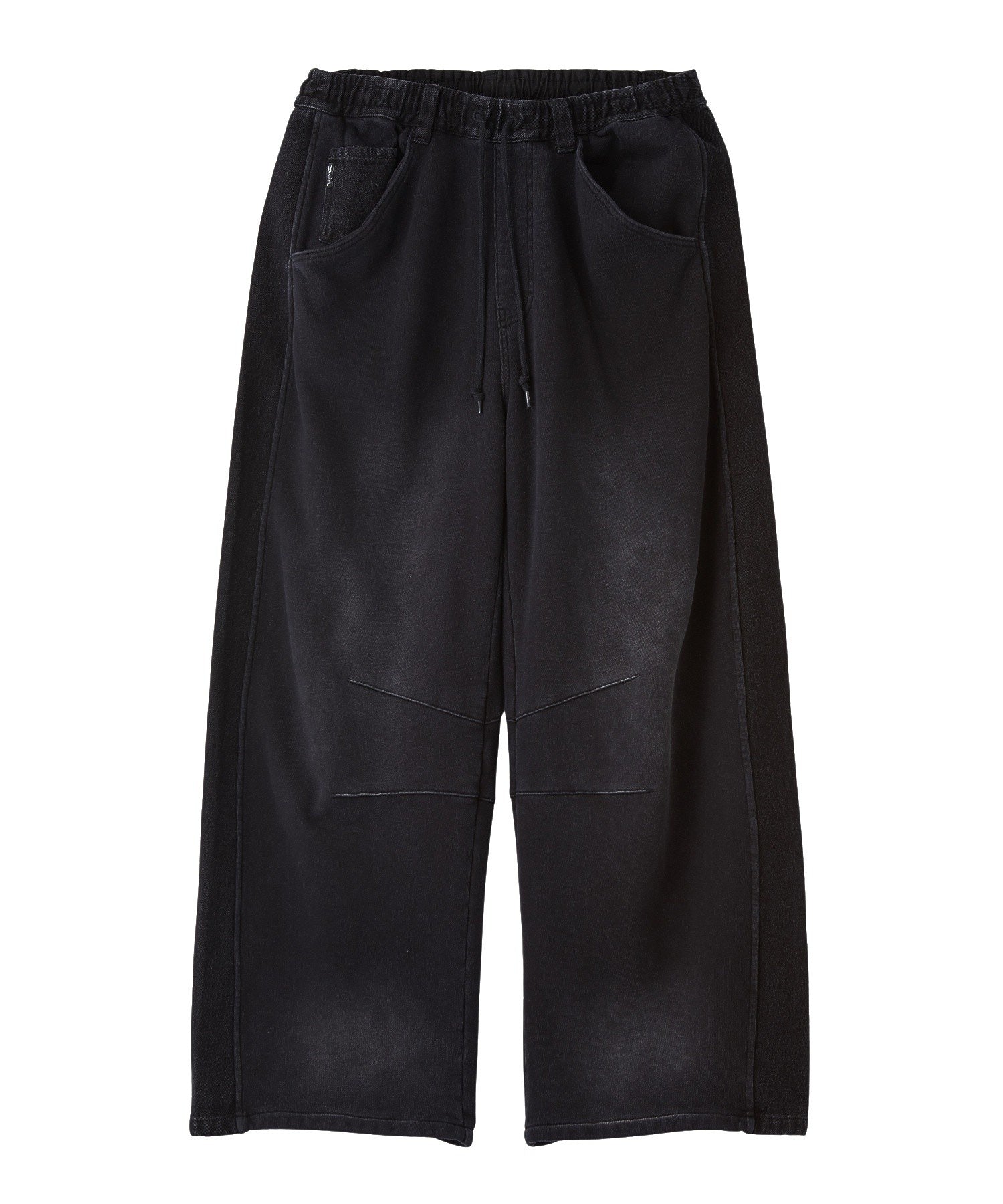 DENIM PANELED WIDE BAGGY SWEATPANTS
