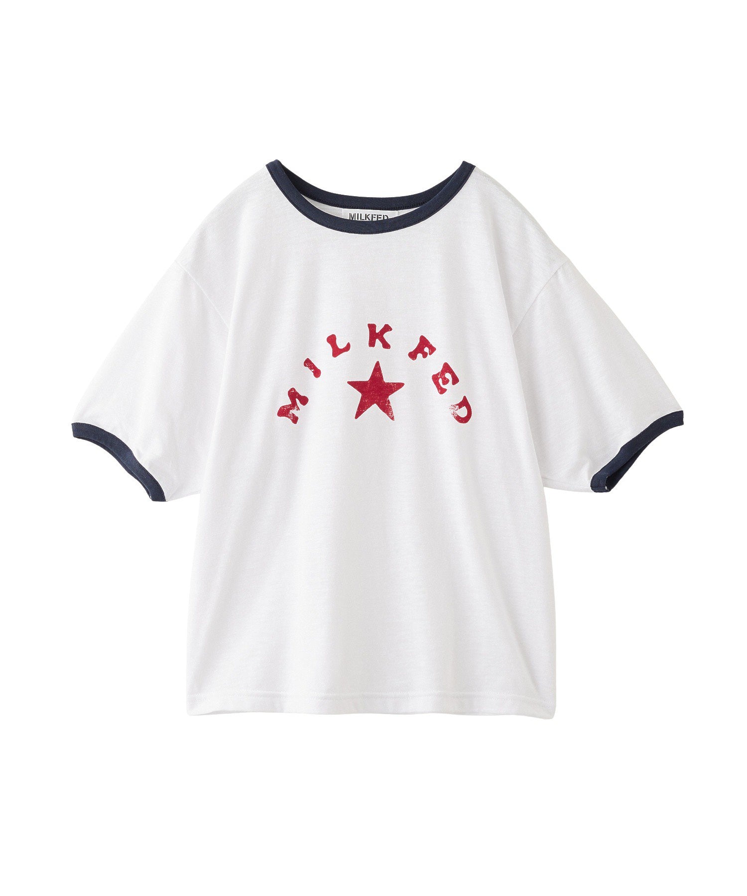 LOGO AND STAR FLOCKY PRINT RINGER TEE