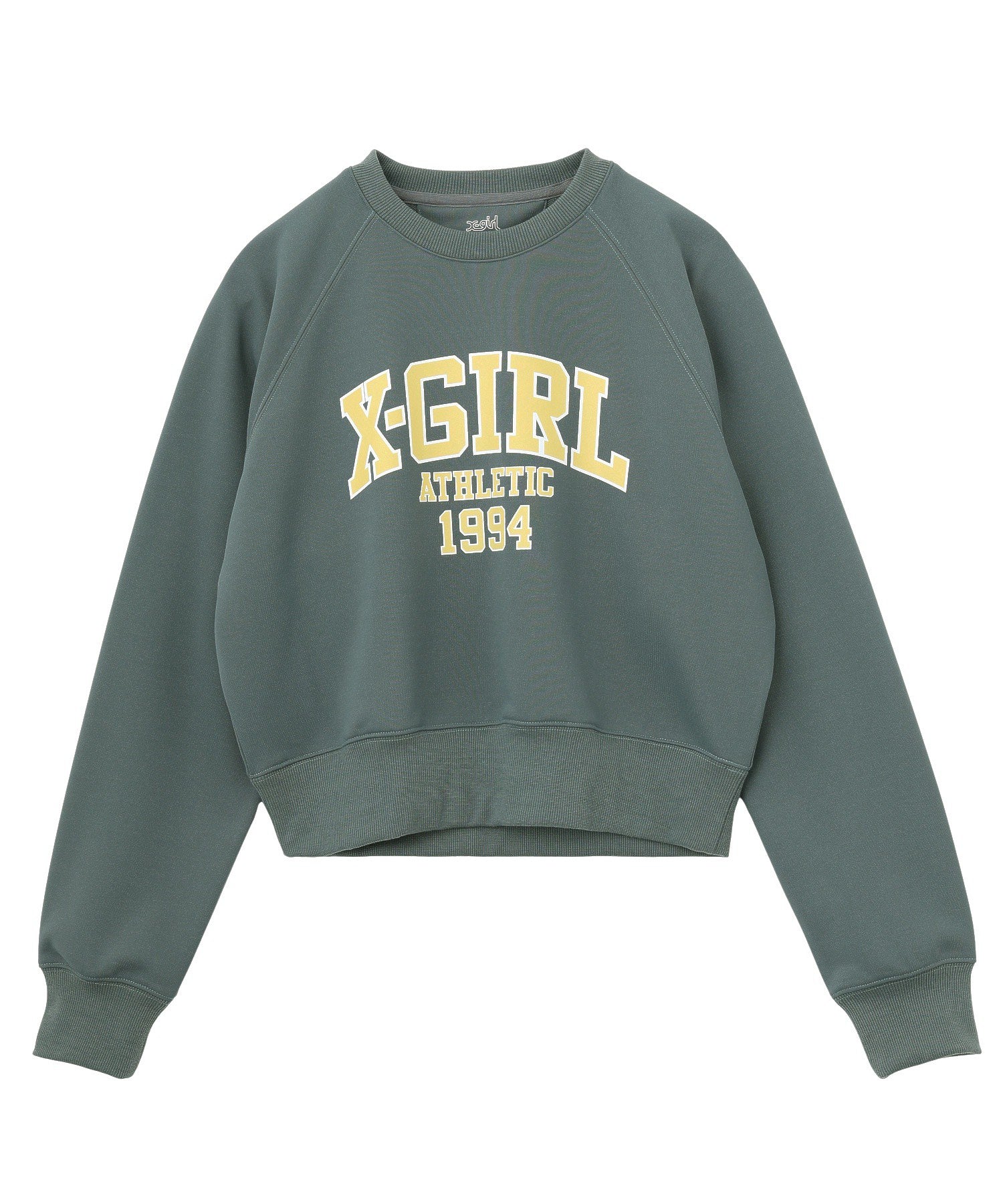 COLLEGE LOGO SHORT CREWNECK SWEATSHIRT