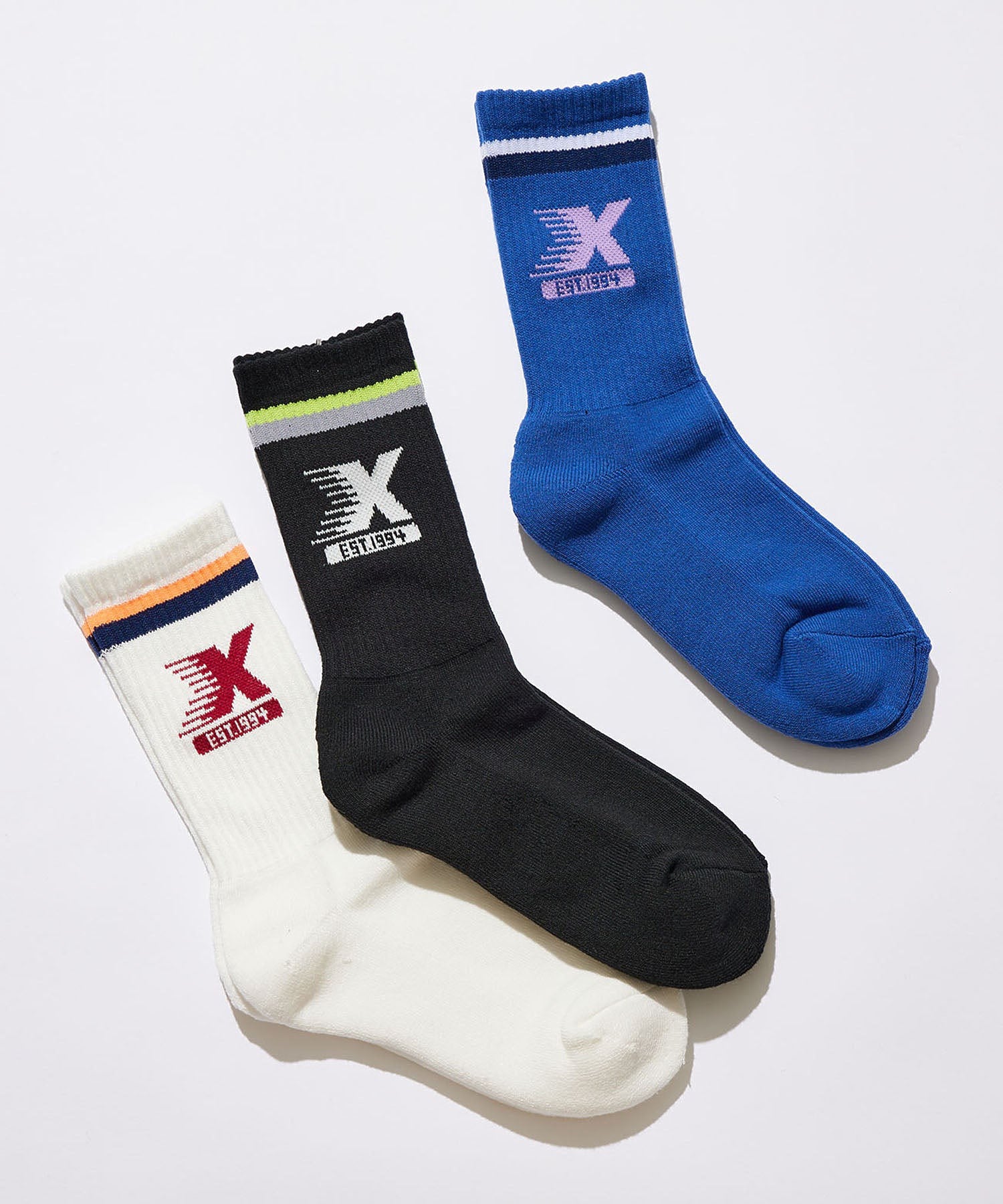 SPORTY LOGO LINE RIB SOCKS X-girl