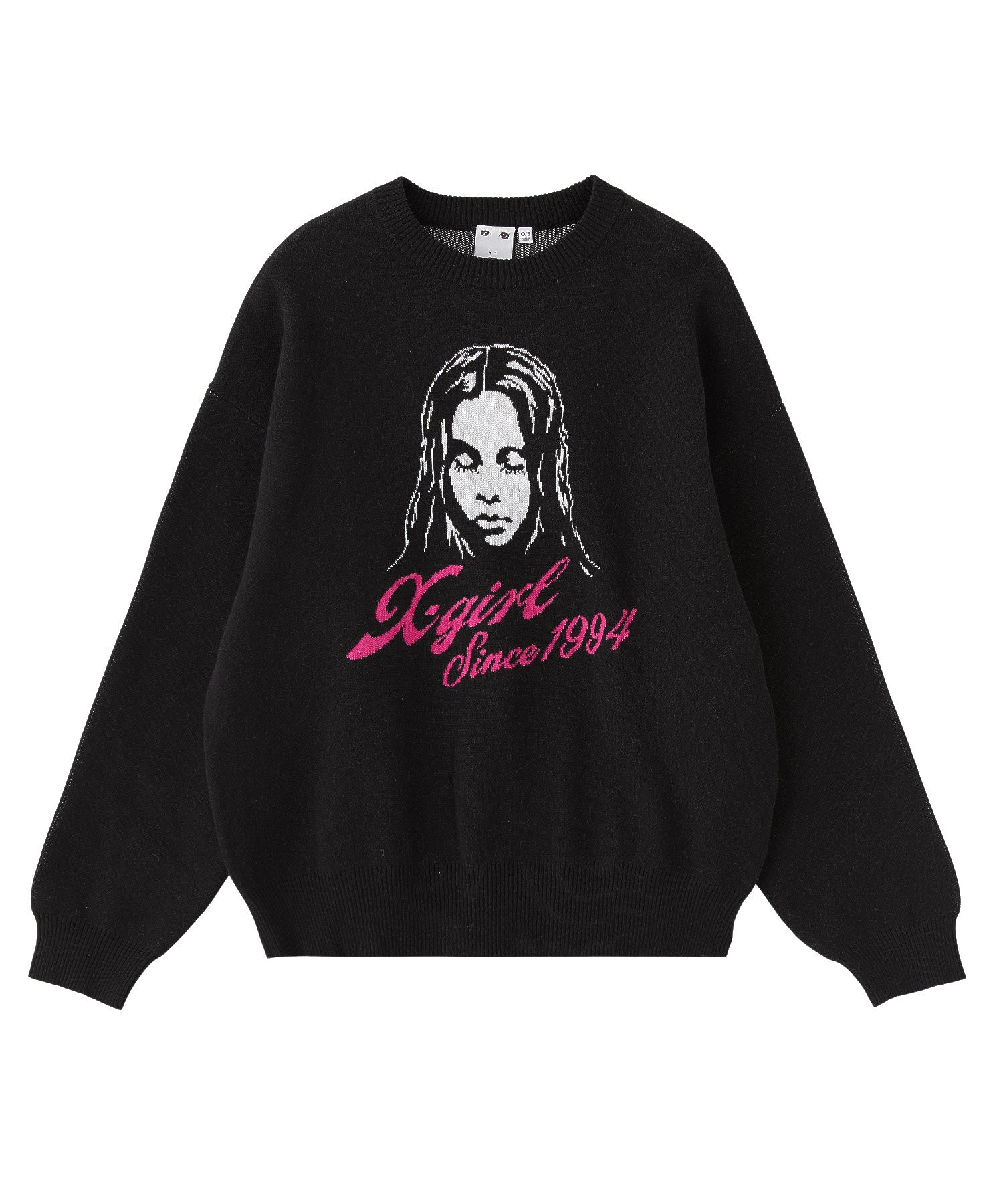 CURSIVE LOGO AND FACE JACQUARD KNIT TOP