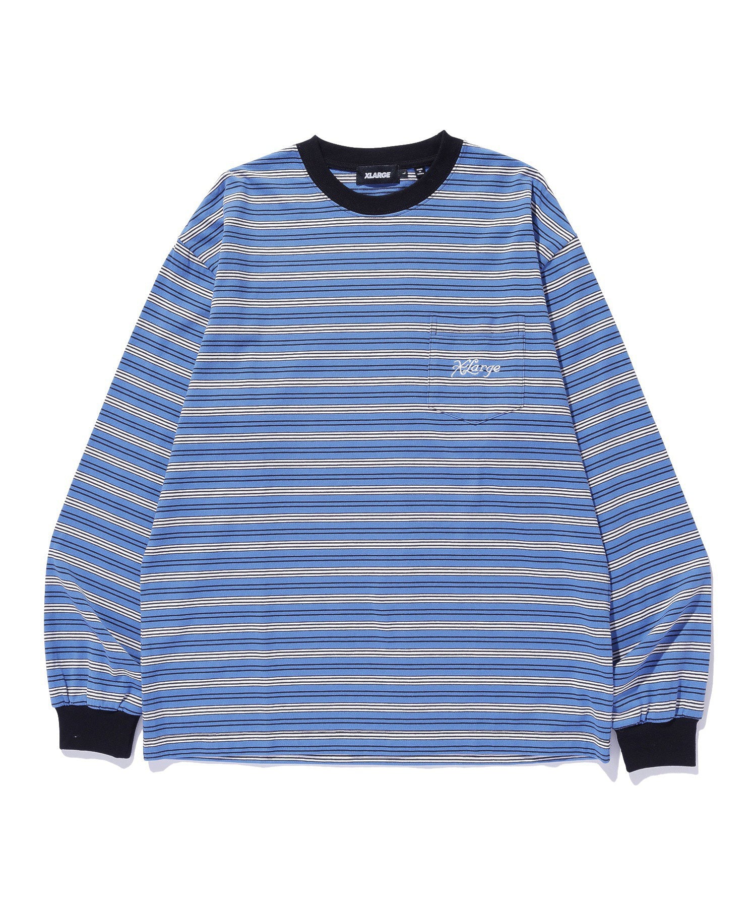 STRIPED L/S POCKET TEE