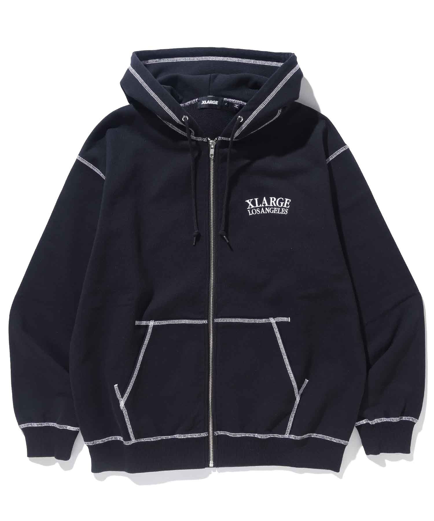 CONTRAST STITCH ZIP HOODED SWEATSHIRT