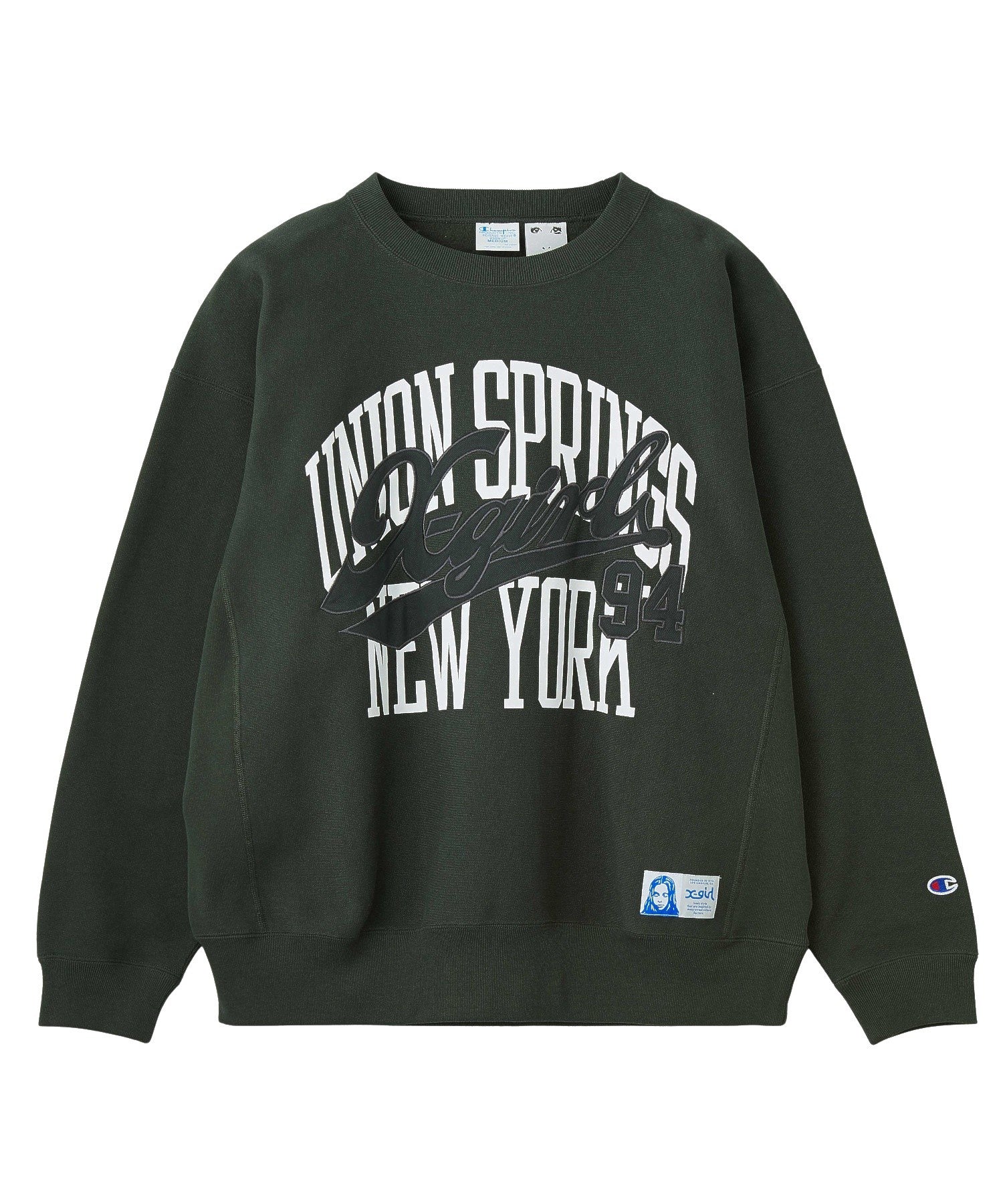 X-girl x Champion REVERSE WEAVE® PRINT AND PATCHED LOGO SWEATSHIRT