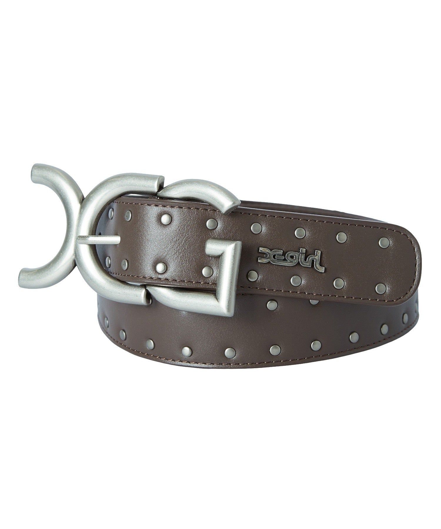 XG BUCKLE STUDDED FAUX LEATHER BELT
