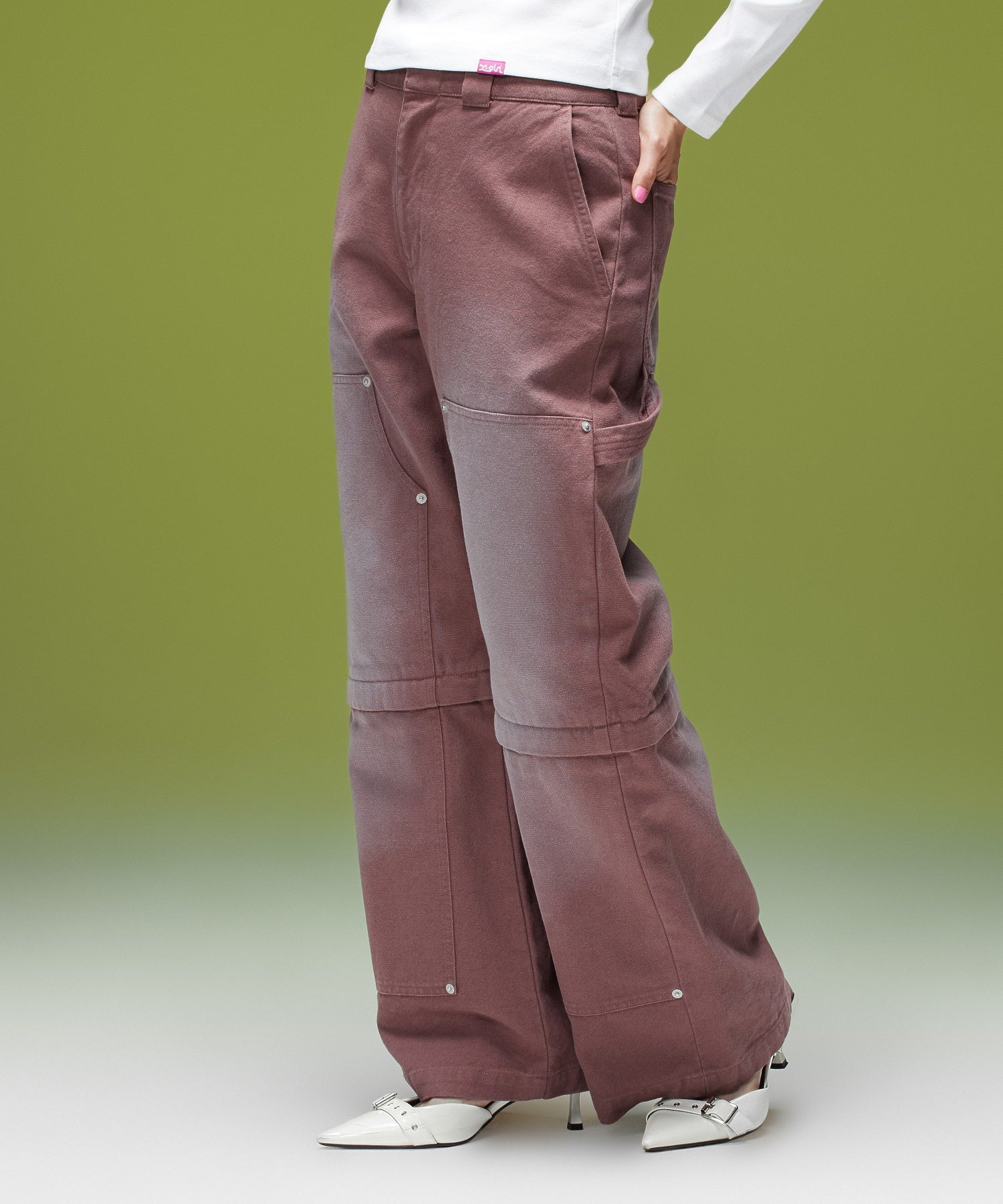 FADED 2WAY WIDE LEG WORK PANTS