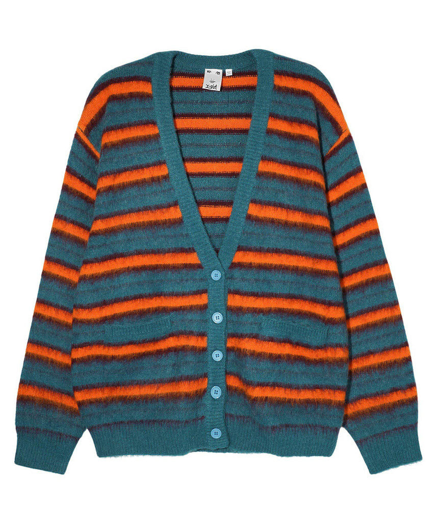 MULTI STRIPE SHAGGY KNIT CARDIGAN X-girl – calif