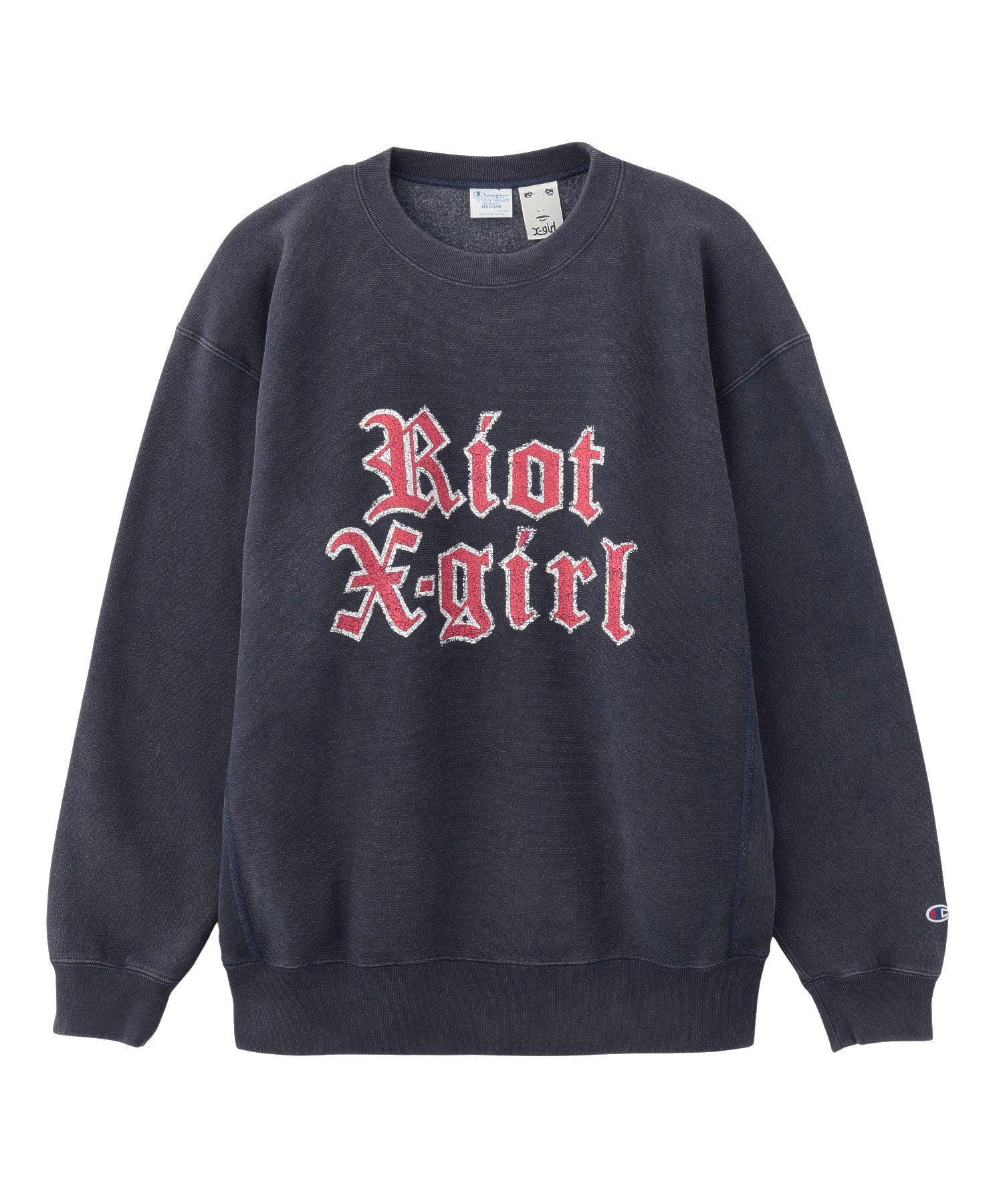 X-girl × Champion REVERSE WEAVE FADED LOGO SWEAT TOP