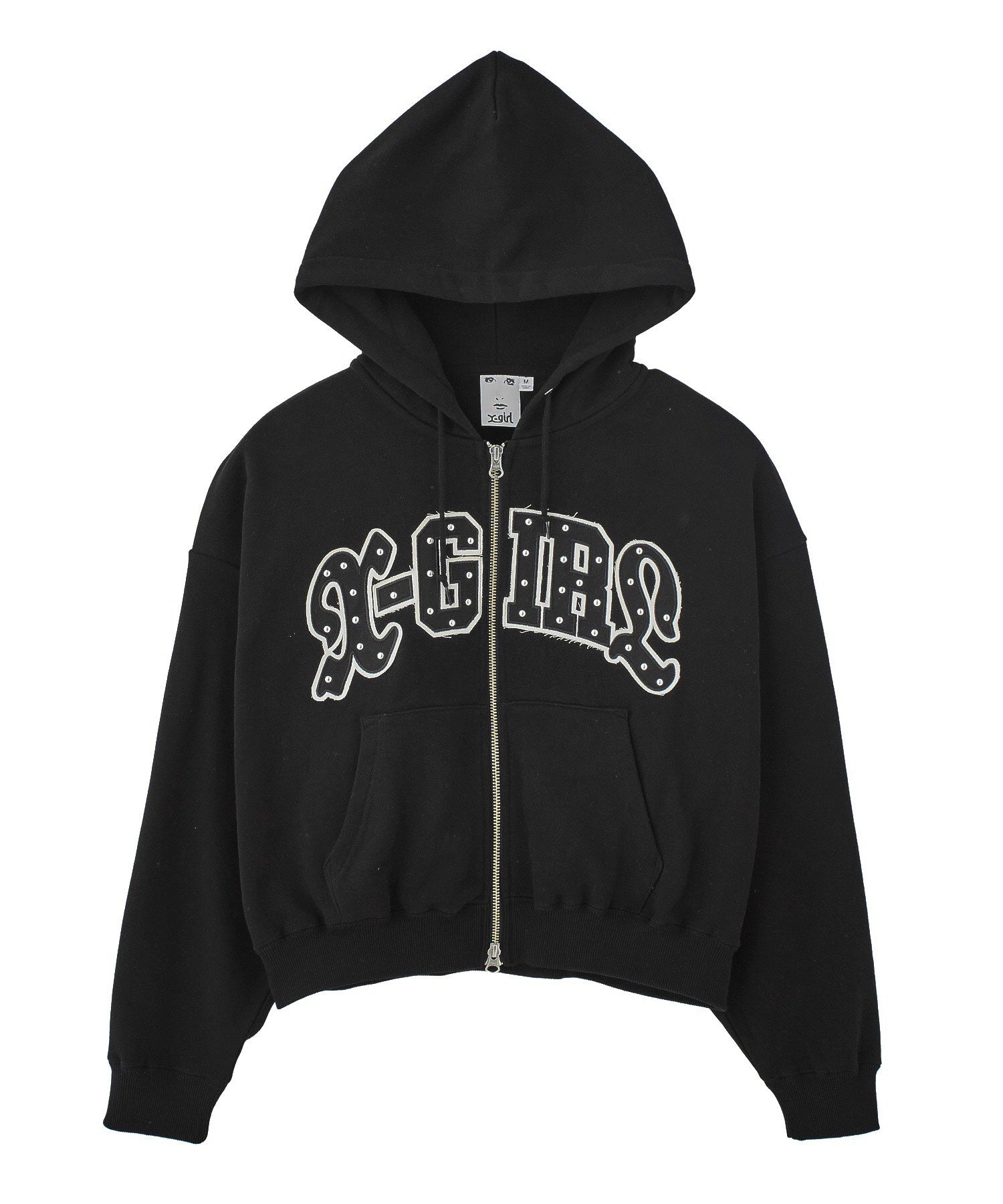 STUDDED LOGO ZIP UP SWEAT HOODIE