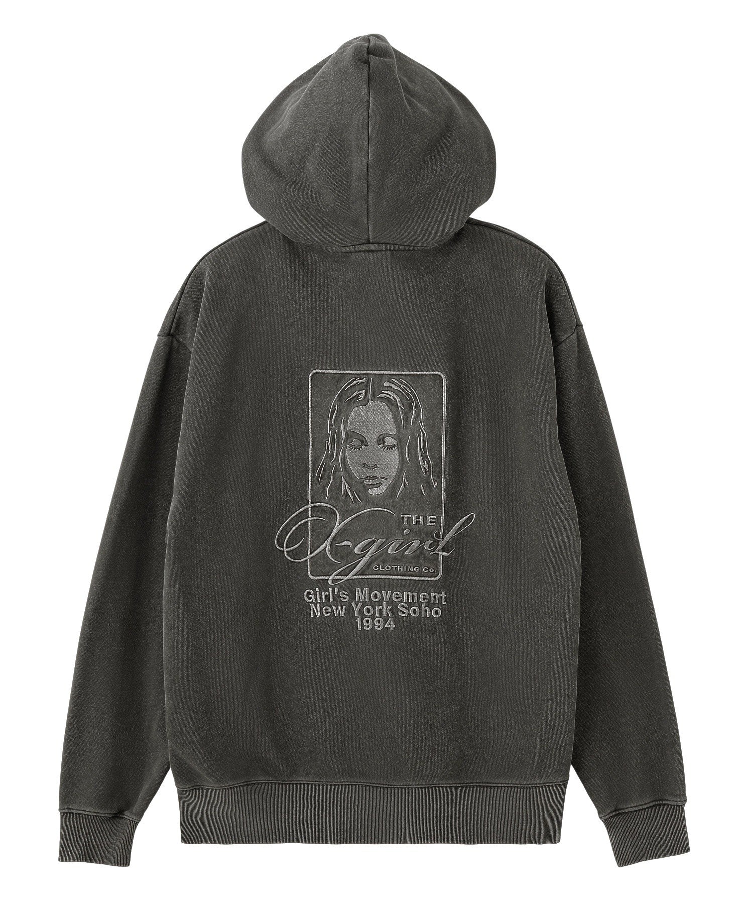 PIGMENT DYED FACE AND LOGO SQUARE PATCH ZIP UP SWEAT HOODIE