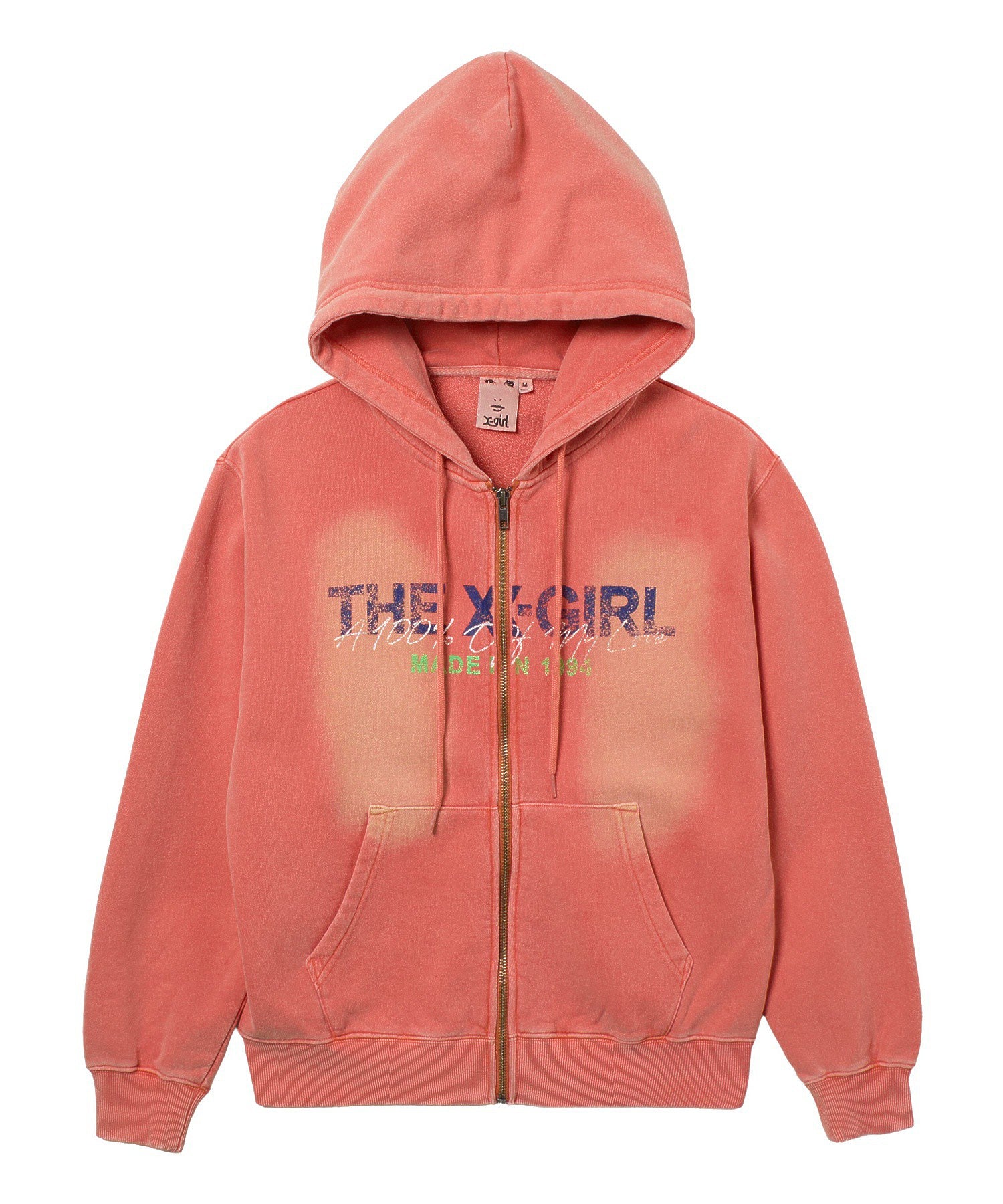 FADED LOGO PRINT ZIP UP SWEAT HOODIE