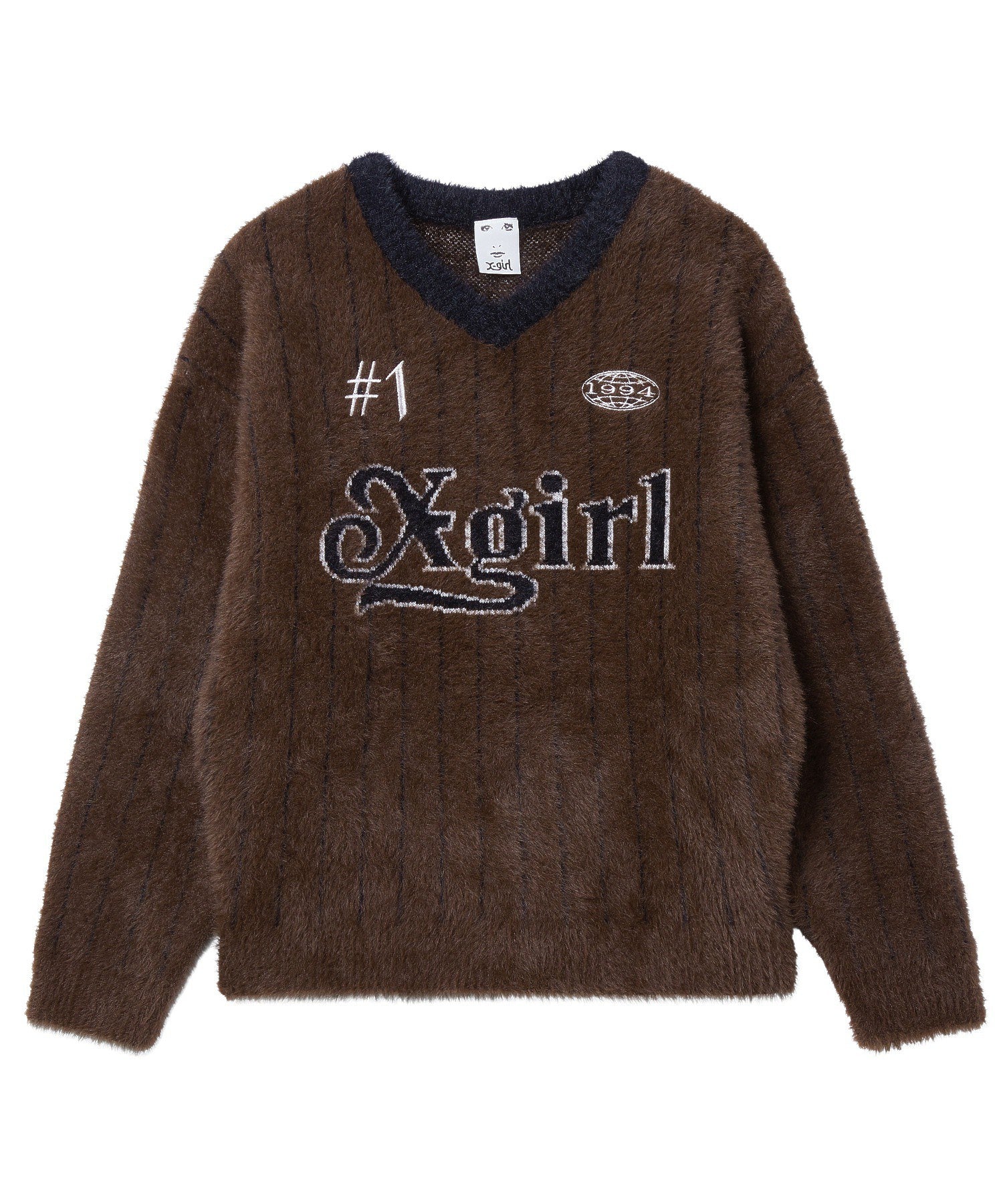 GAME SHIRT JACQUARD SHAGGY KNIT TOP